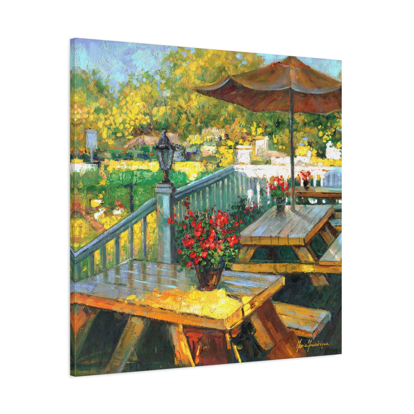 Vibrant Patio Canvas Wall Art by artist Marie Frederique