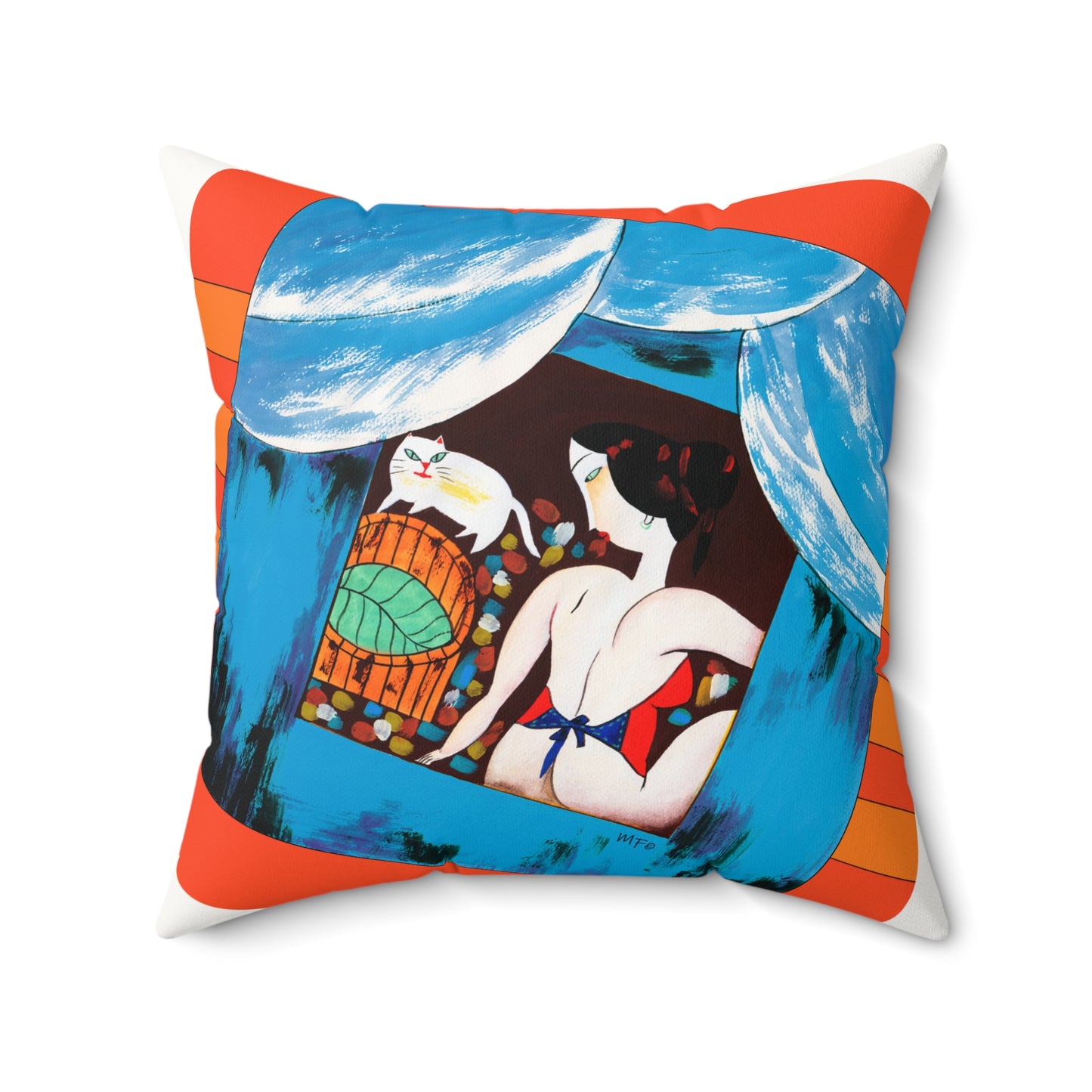Exotic Sassy Cat Lady - Modern Naive Art Decor by artist Marie Frederique