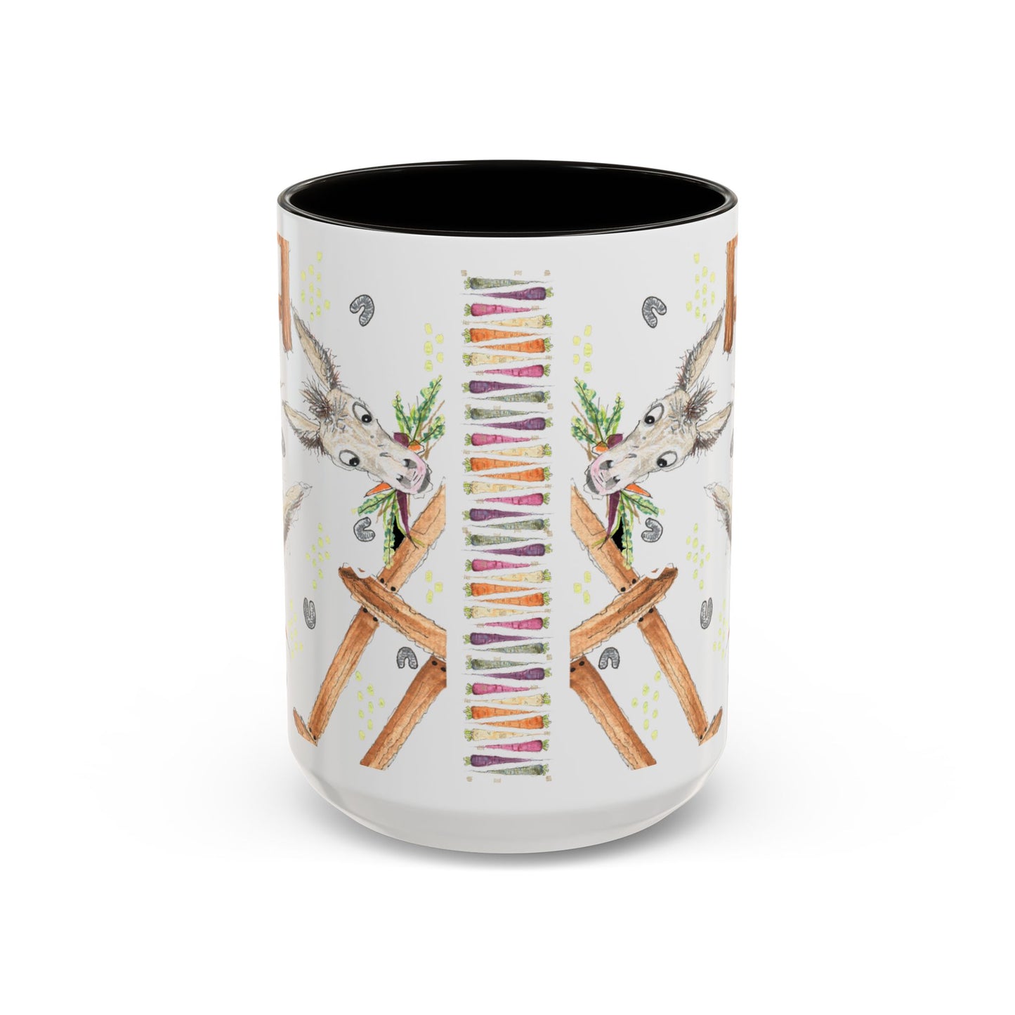 Rainbow Carrots and Donkeys - Colorful Mug by Artist Marie Frederique
