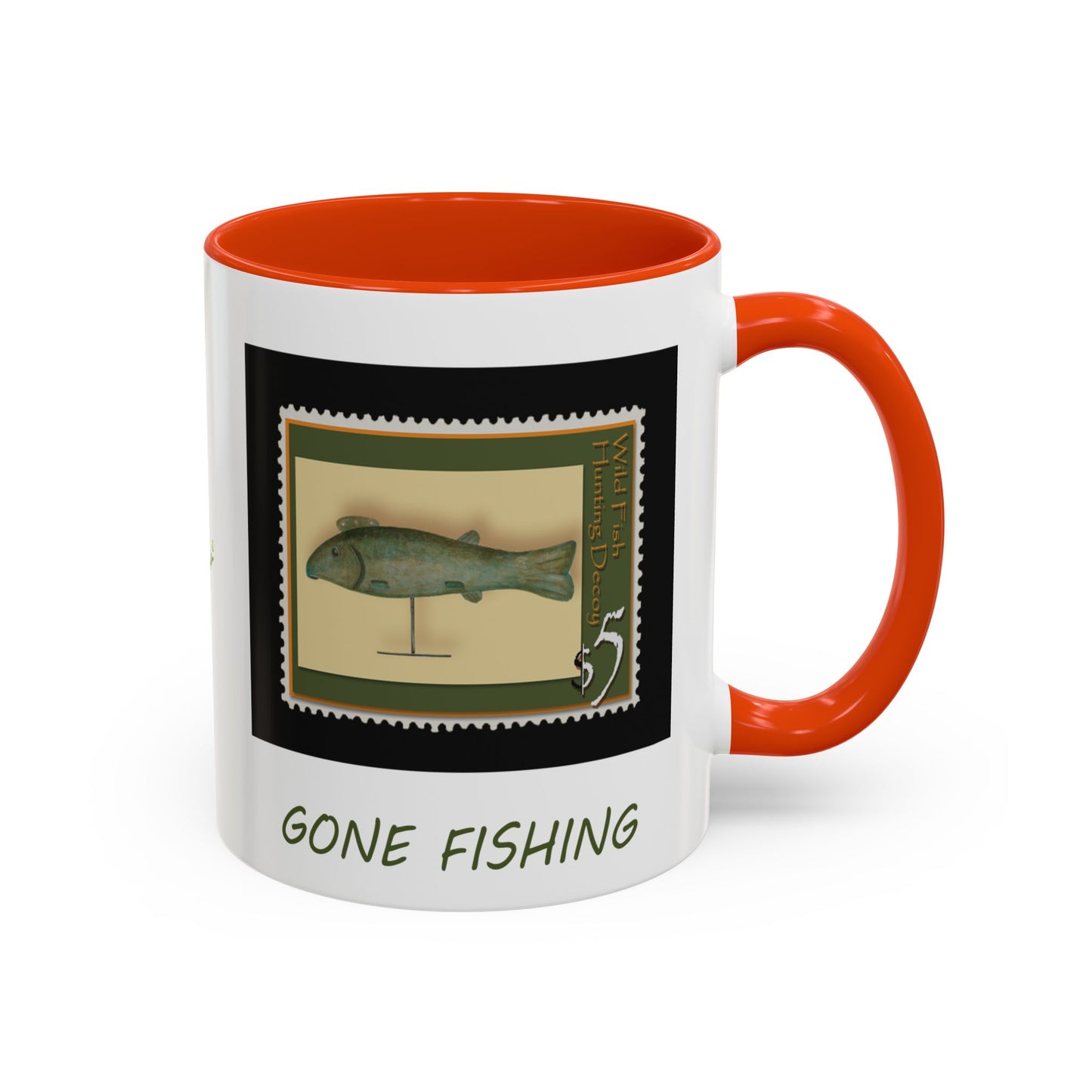 Decoy Fish Mug Art Print Stamp - Hunting Lodge Decor by artist Marie Frederique