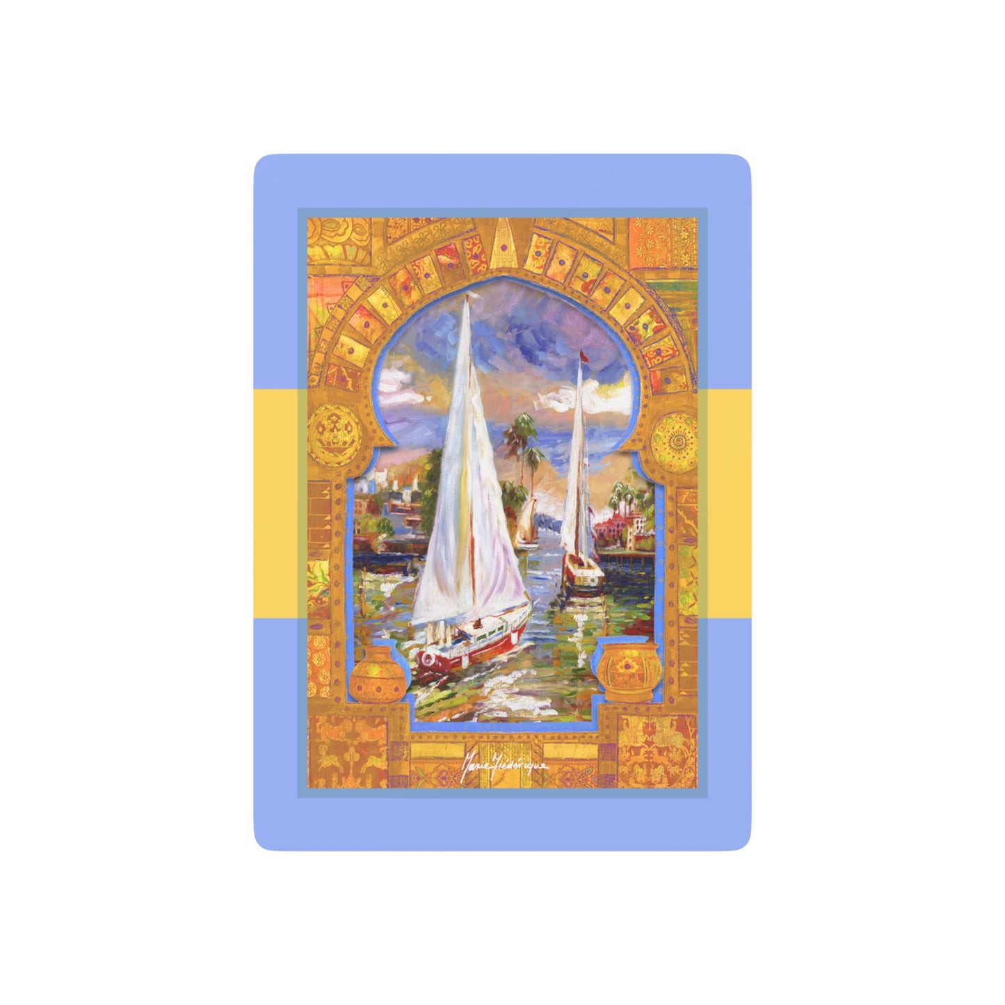 Moroccan Arch with sail boats Bridge/Poker Playing Cards Set - Unique Nautical & Elegant Design by artist Marie Frederique