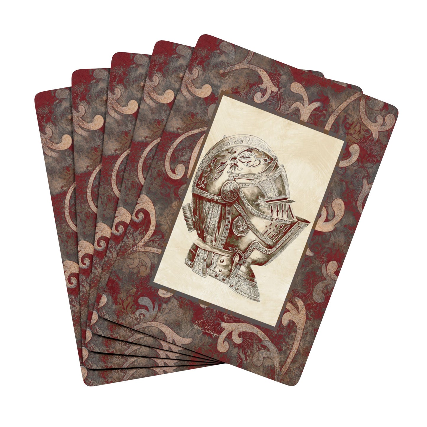Antique Knights armor & Heraldry enthusiasts Bridge/Poker Playing Cards by artist Marie Frederique