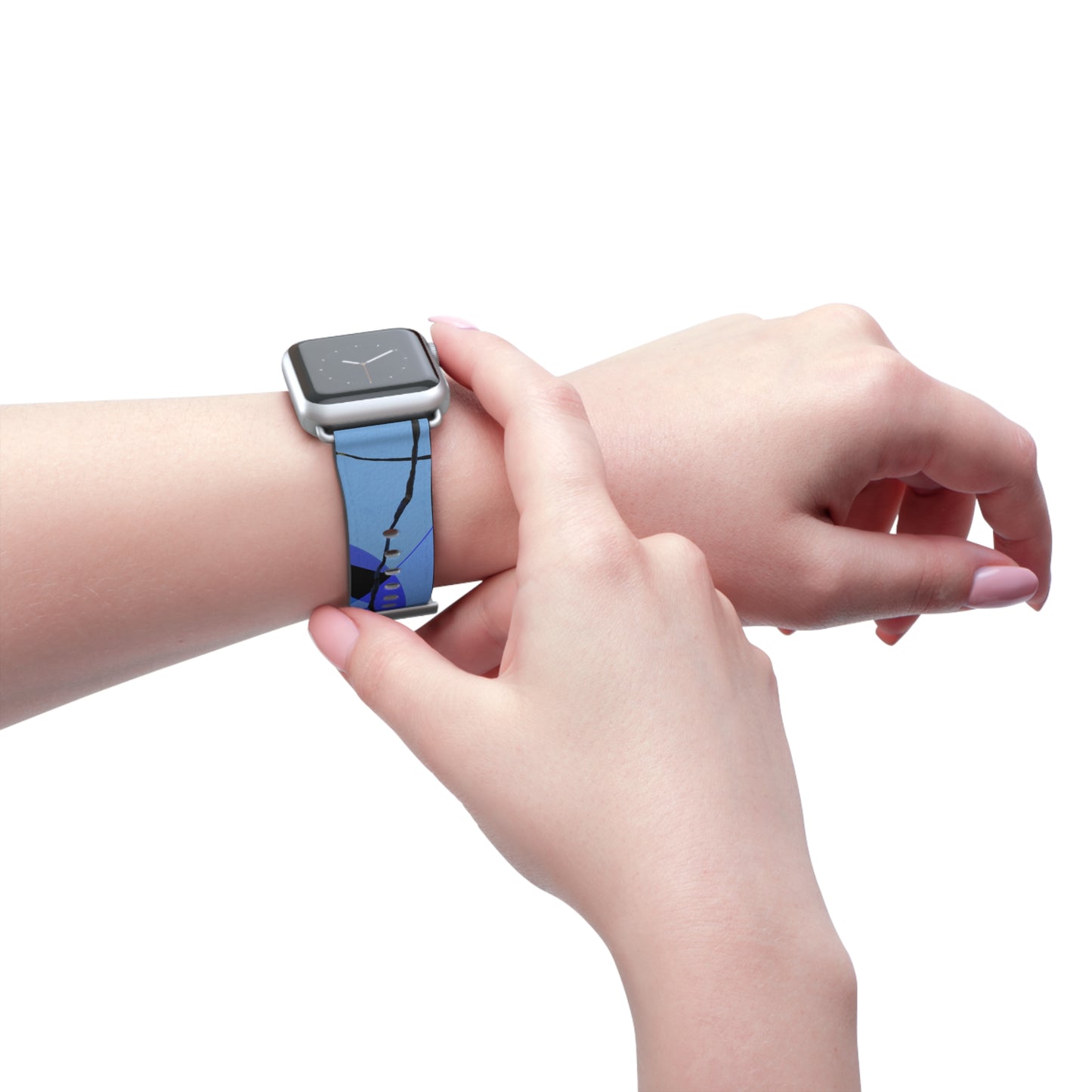 Abstract Series, Fun warm Blue tone faux leather Watch Band by artist Marie Frederique