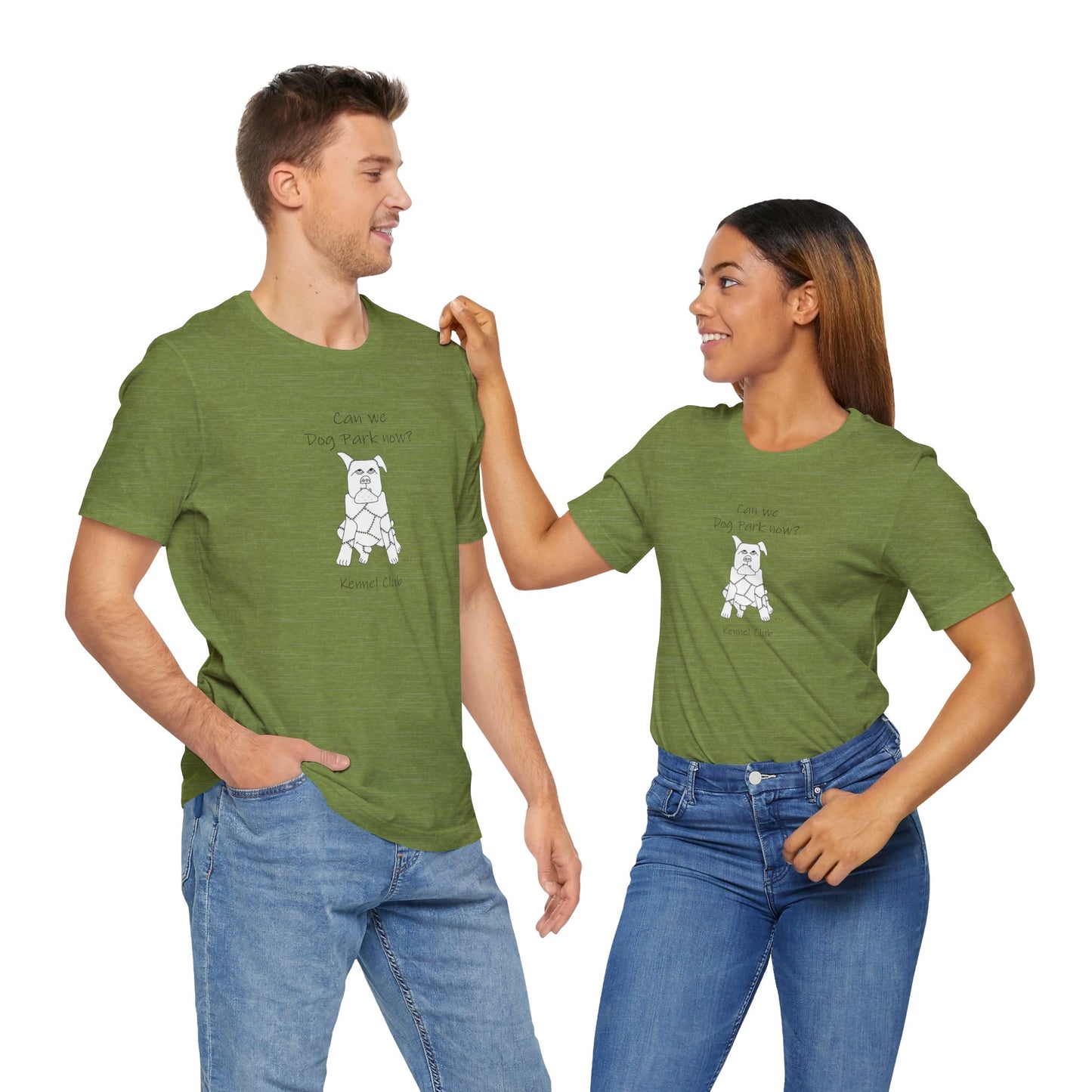 Dog Park Adventure Unisex Tee - 'Can We Dog Park Now?' by artist Marie Frederique