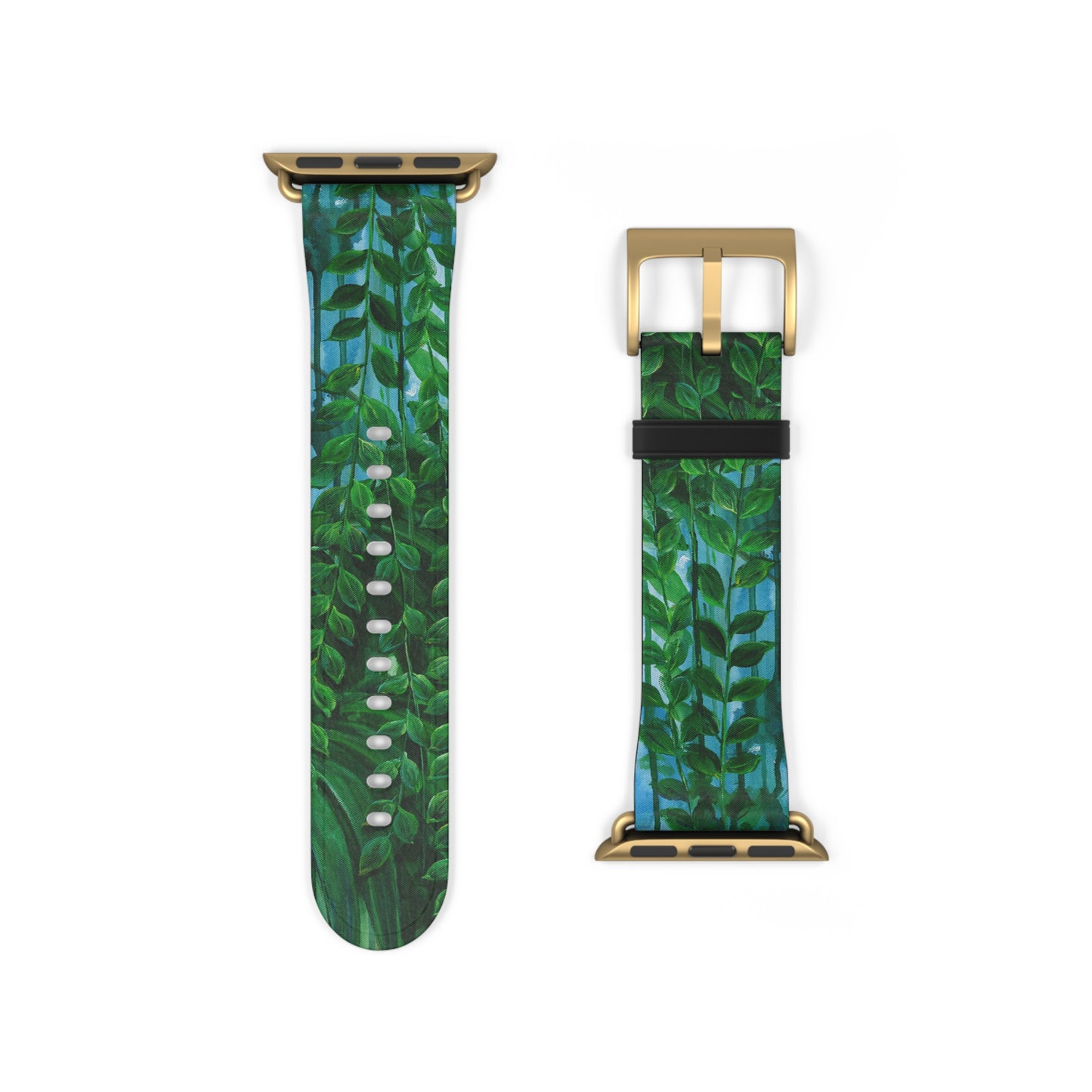 Blue Planet Series, Jungle leaves faux leather Watch Band by artist Marie Frederique
