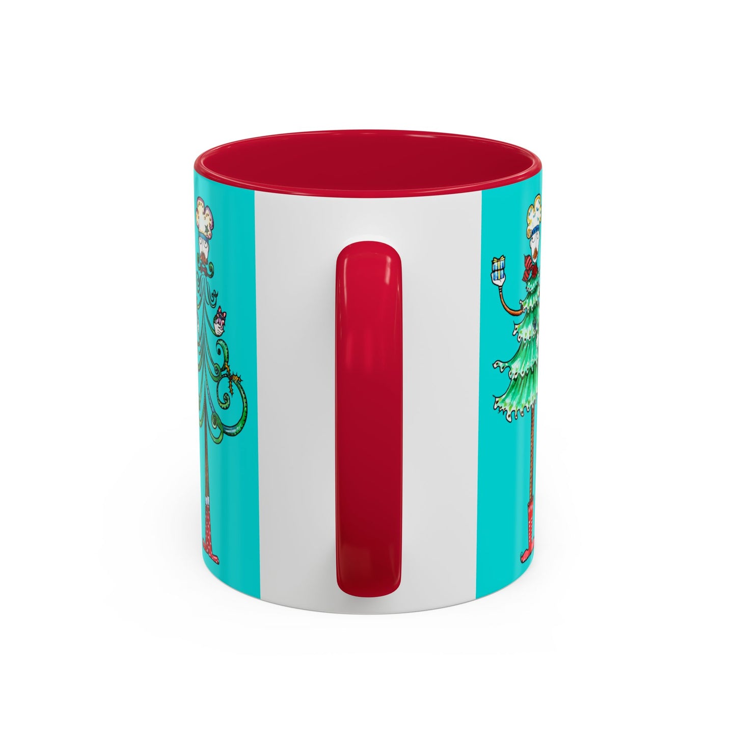 Christmas Trees, Happy Holiday Colorful Mugs by artist Marie Frederique