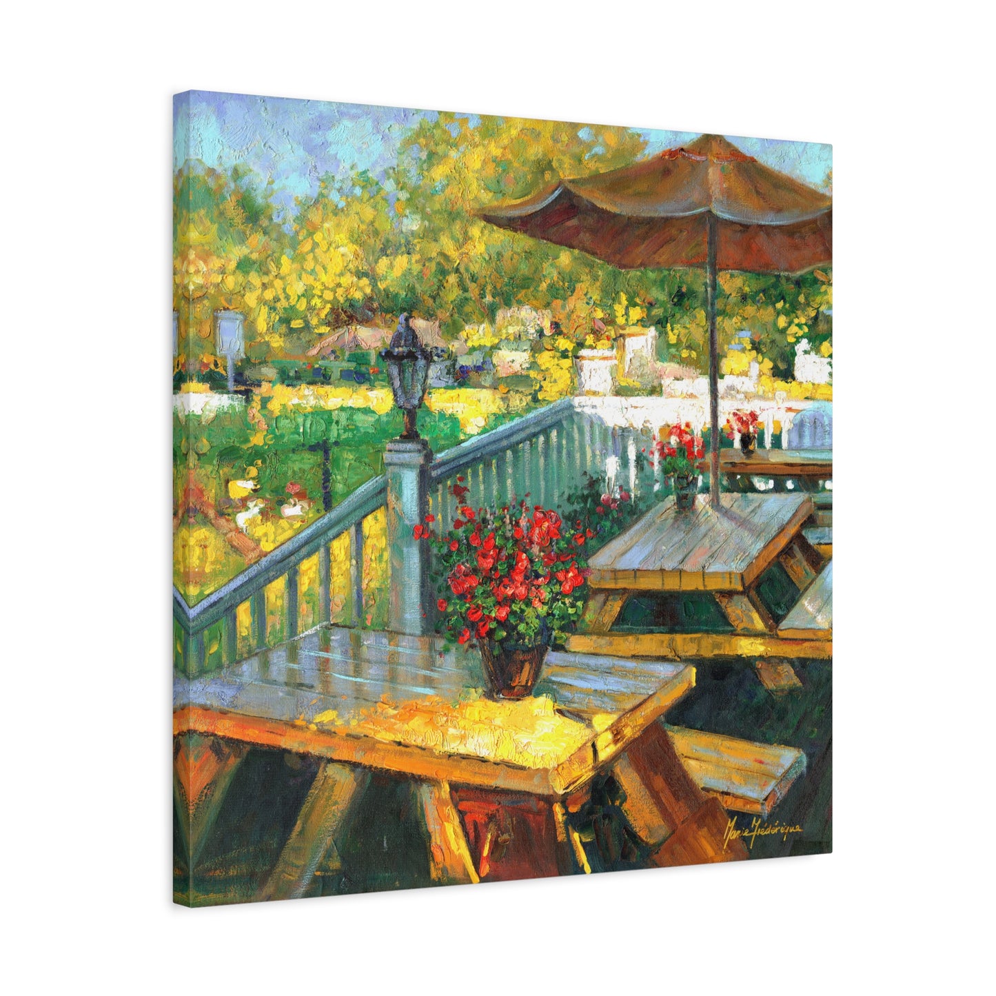 Vibrant Patio Canvas Wall Art by artist Marie Frederique