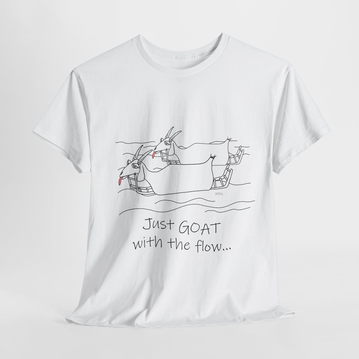 Just GOAT with the Flow - Unisex Heavy Cotton Tee by artist Marie Frederique