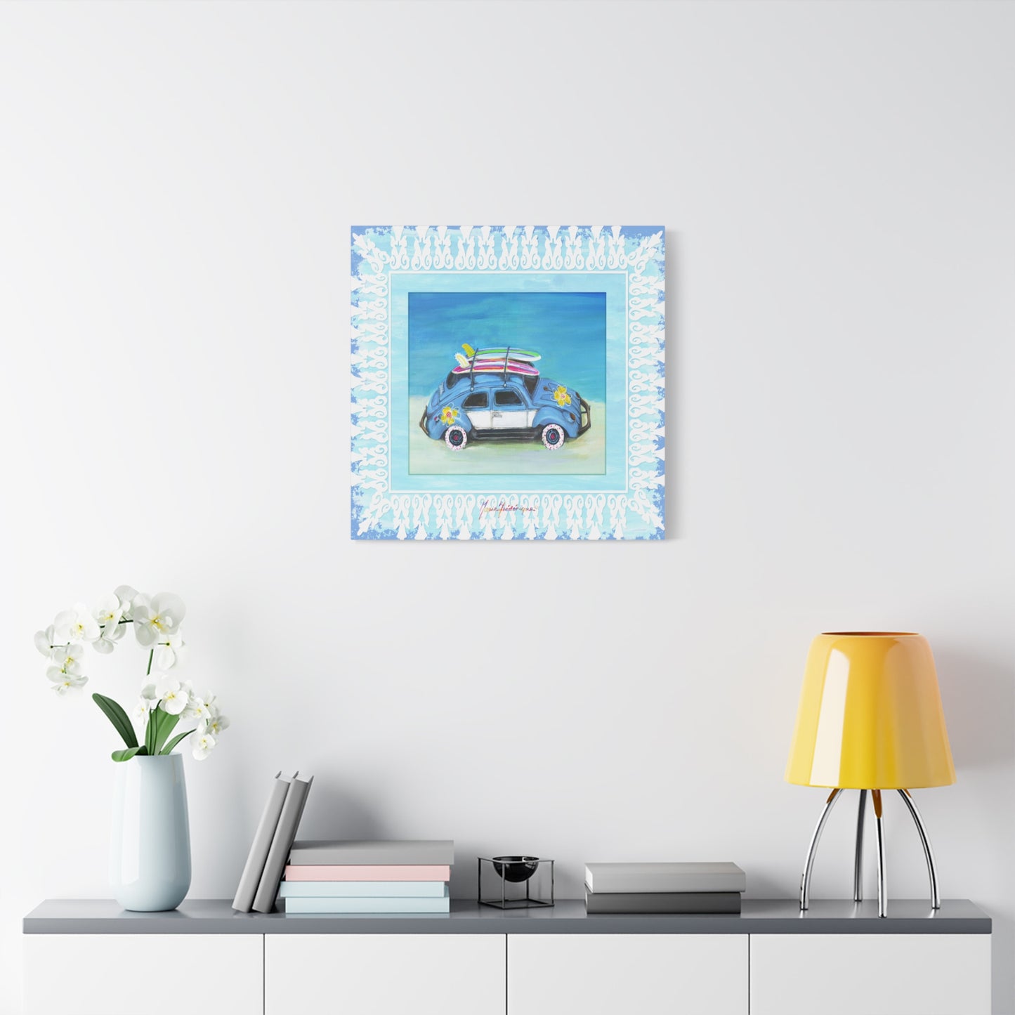 Surfing Buggy Canvas Art for Beach Lovers, by artist Marie Frederique