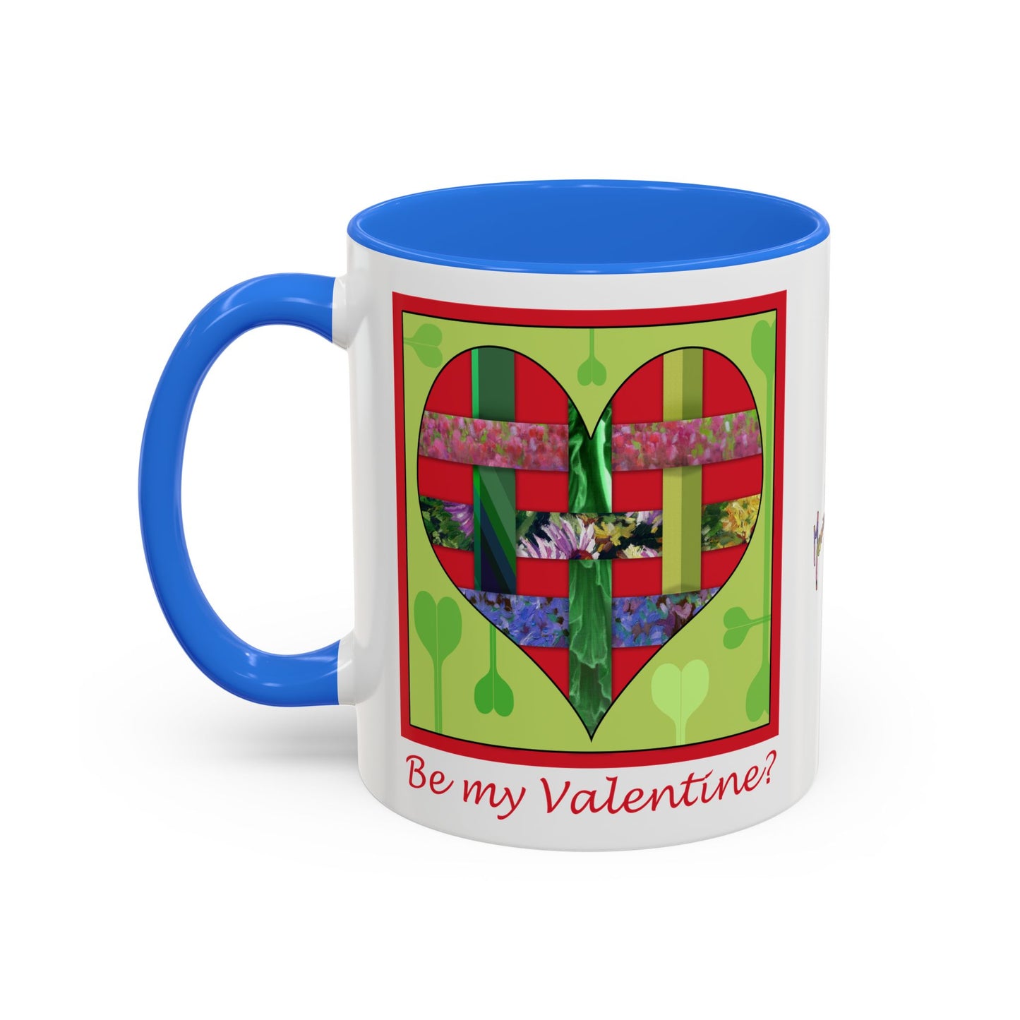 Valentine Red Multicolored Ribbon Heart - 11oz & 15oz Colorful Mug Gift by artist Marie Frederique