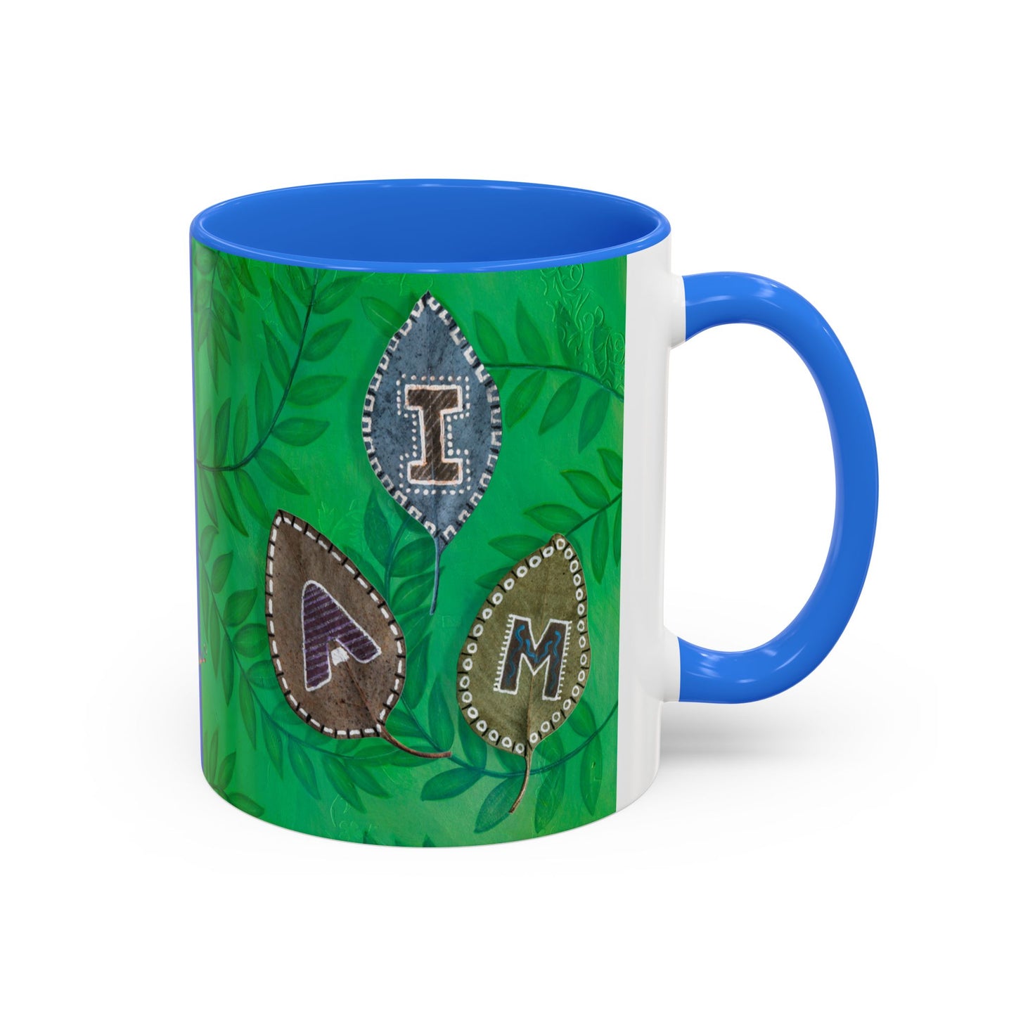 I AM - with painted Alphabet Leaves Mug by Artist Marie Frederique