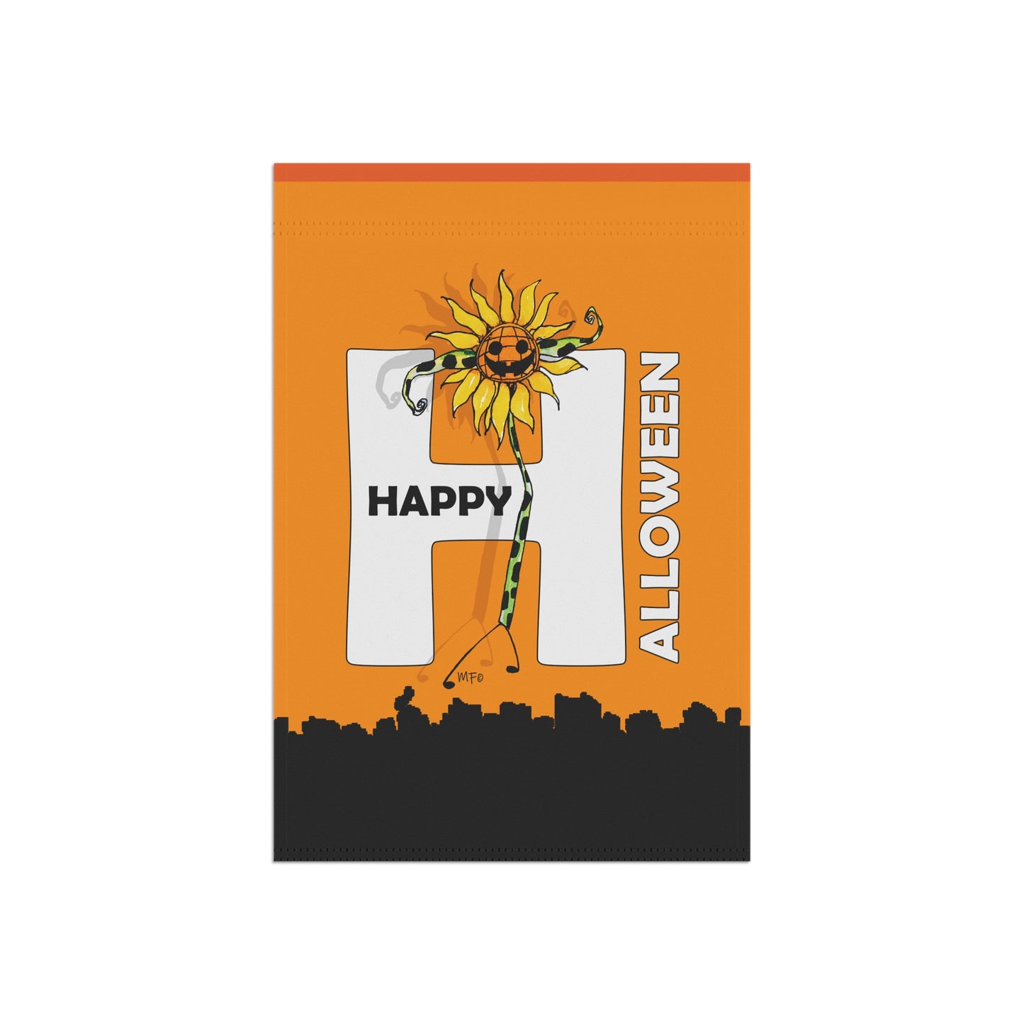 Banner Wall Decor - Hudda Sunflower Pumpkin Halloween Design by artist Marie Frederique