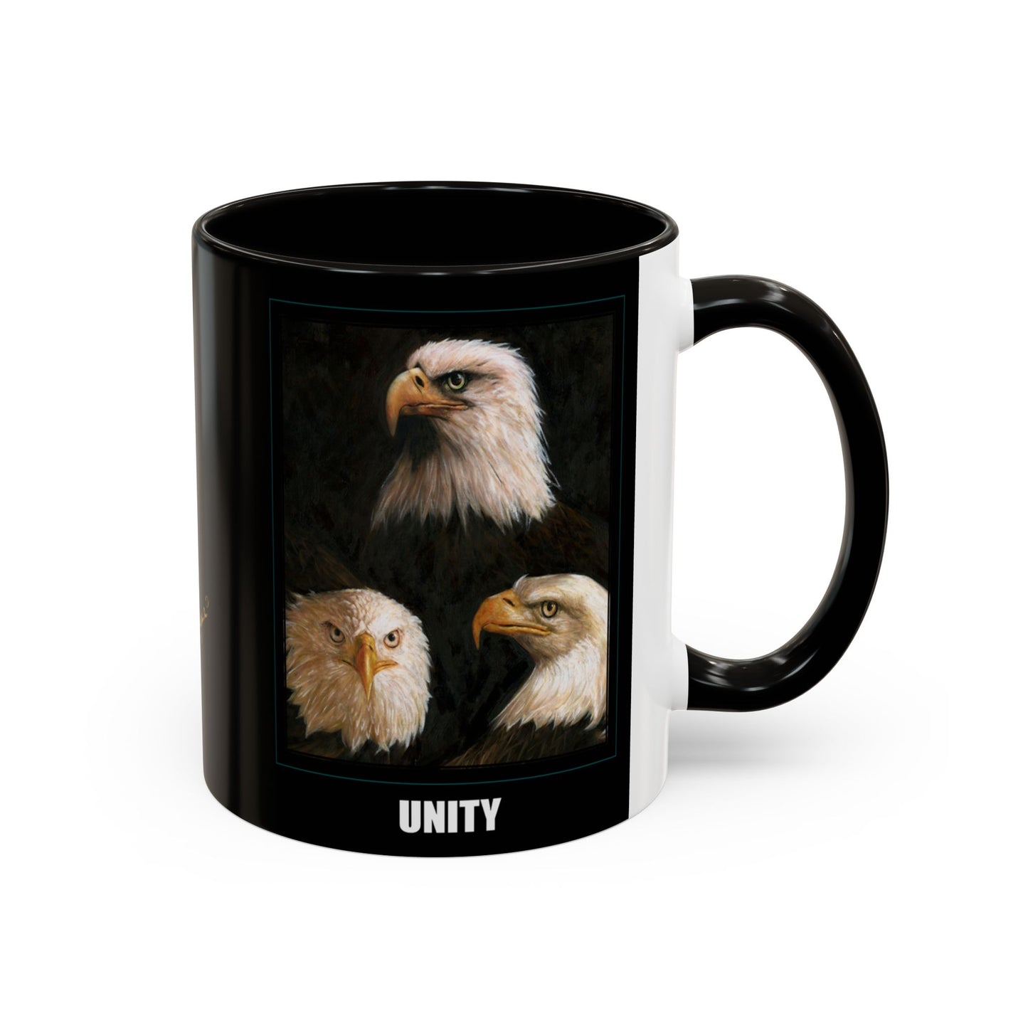 Bald Eagle Heads, Unity, America & Pride - Colorful Mug by artist Marie Frederique