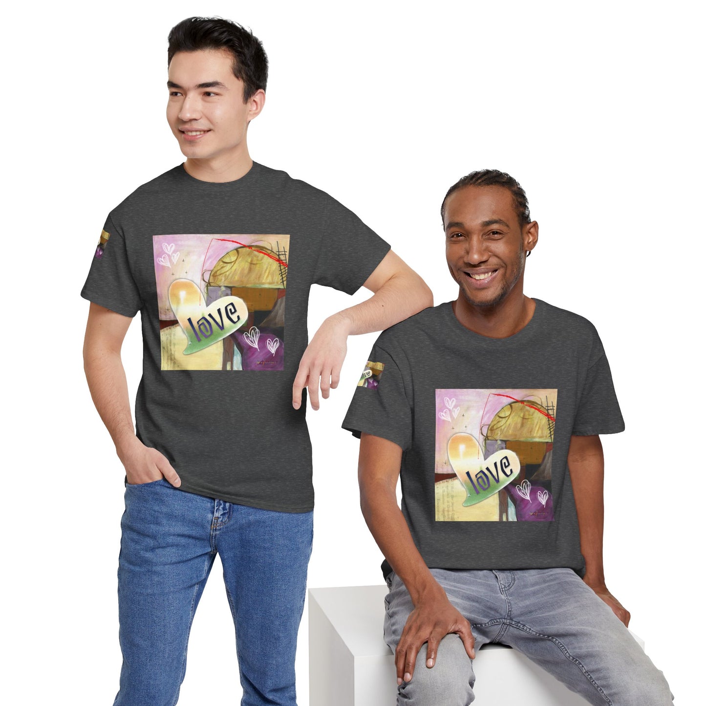 Valentine Love Heart Abstract, Unisex Heavy Cotton Tee by artist Marie Frederique