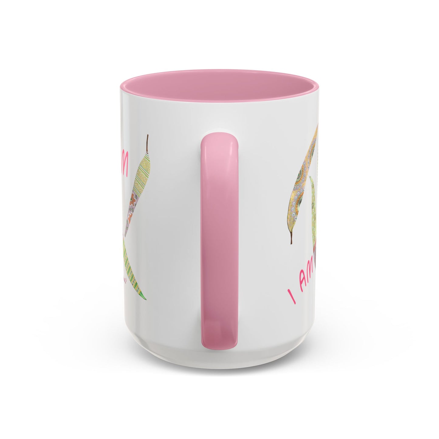 I AM - long pastel painted Eucalyptus leaves mug by Artist Marie Frederique