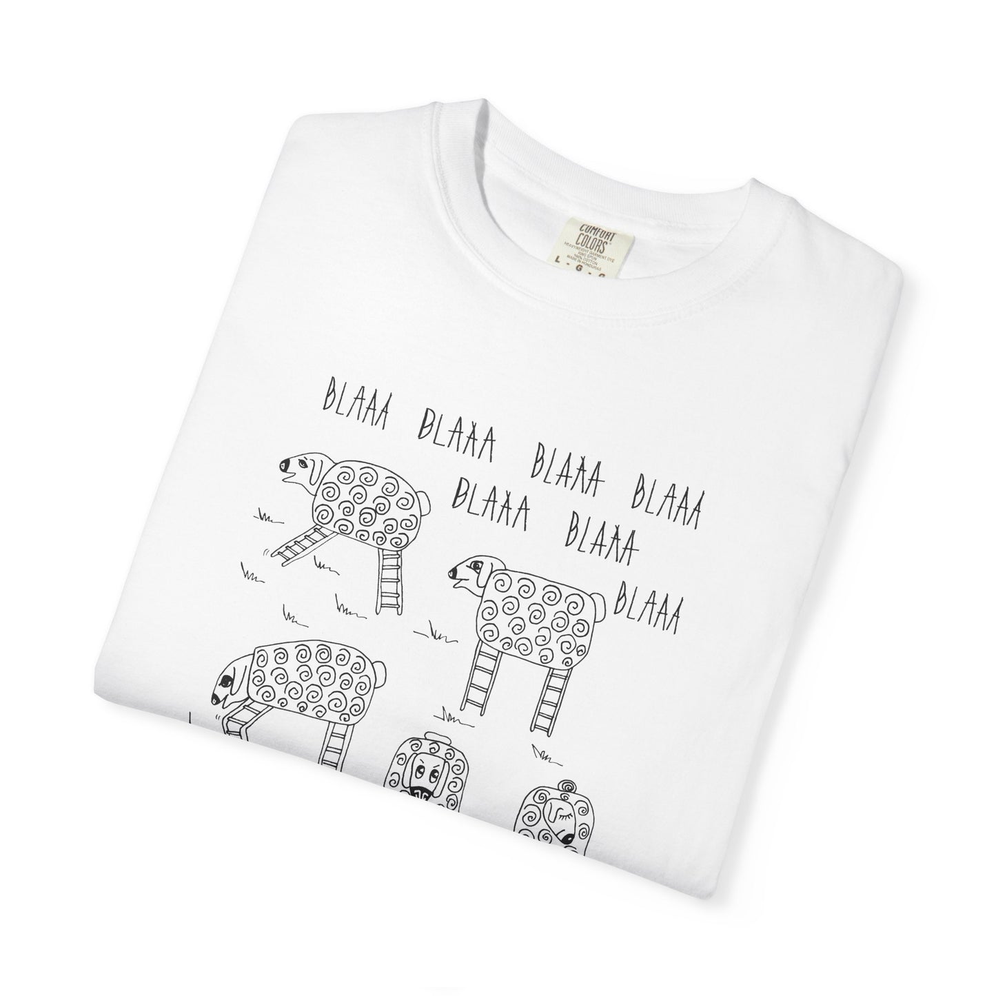 Blaaa Blaaa, Fun Sheep Unisex T-Shirt - Quiet Time Humor by artist Marie Frederique