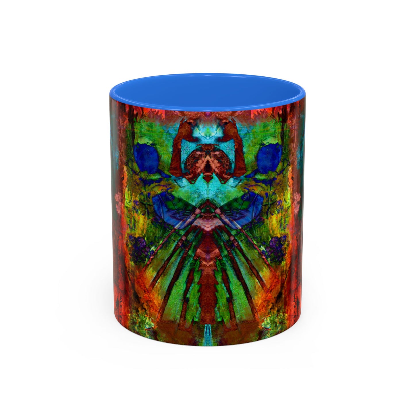 Blue Crane, Abstract Colorful Mug by Artist Marie Frederique