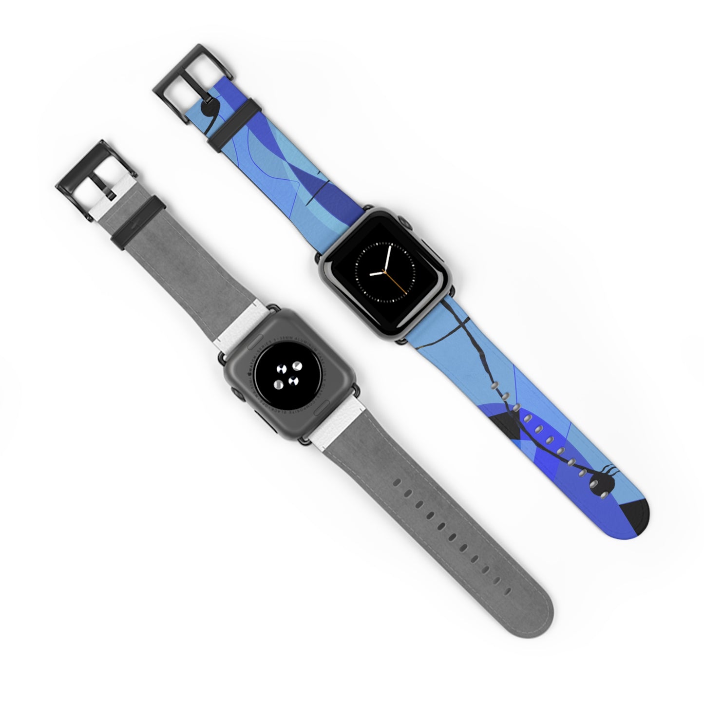 Abstract Series, Fun warm Blue tone faux leather Watch Band by artist Marie Frederique