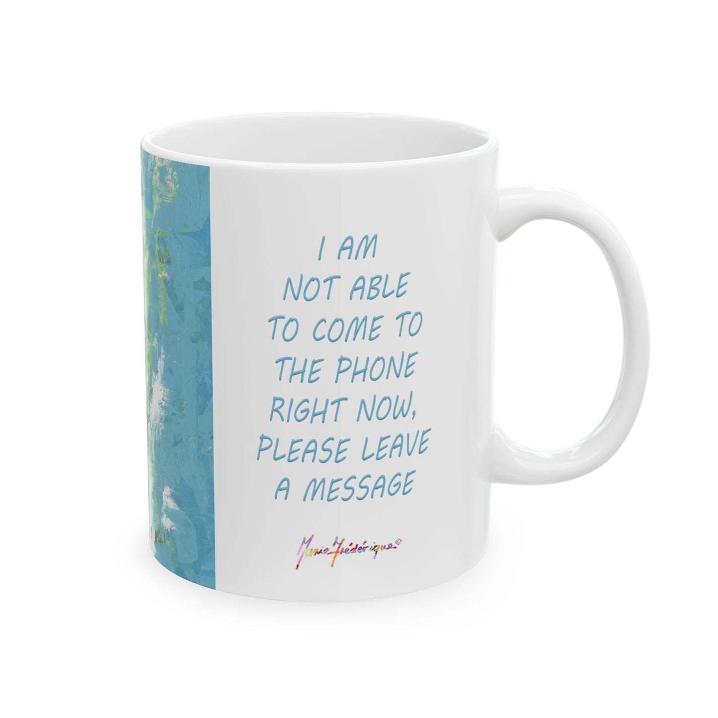 Ariel beach scene of sunbathers, Ceramic Mug by Artist Marie Frederique