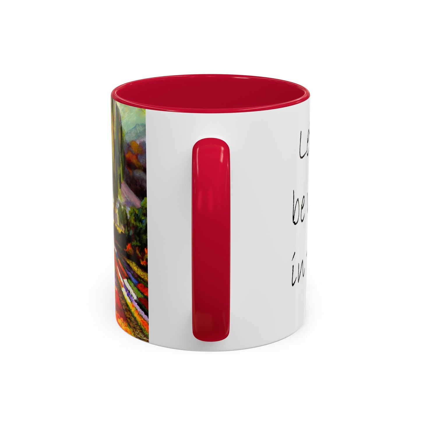 Flower Field "Let me be weird in peace" quote - Colorful Mug by Artist Marie Frederique
