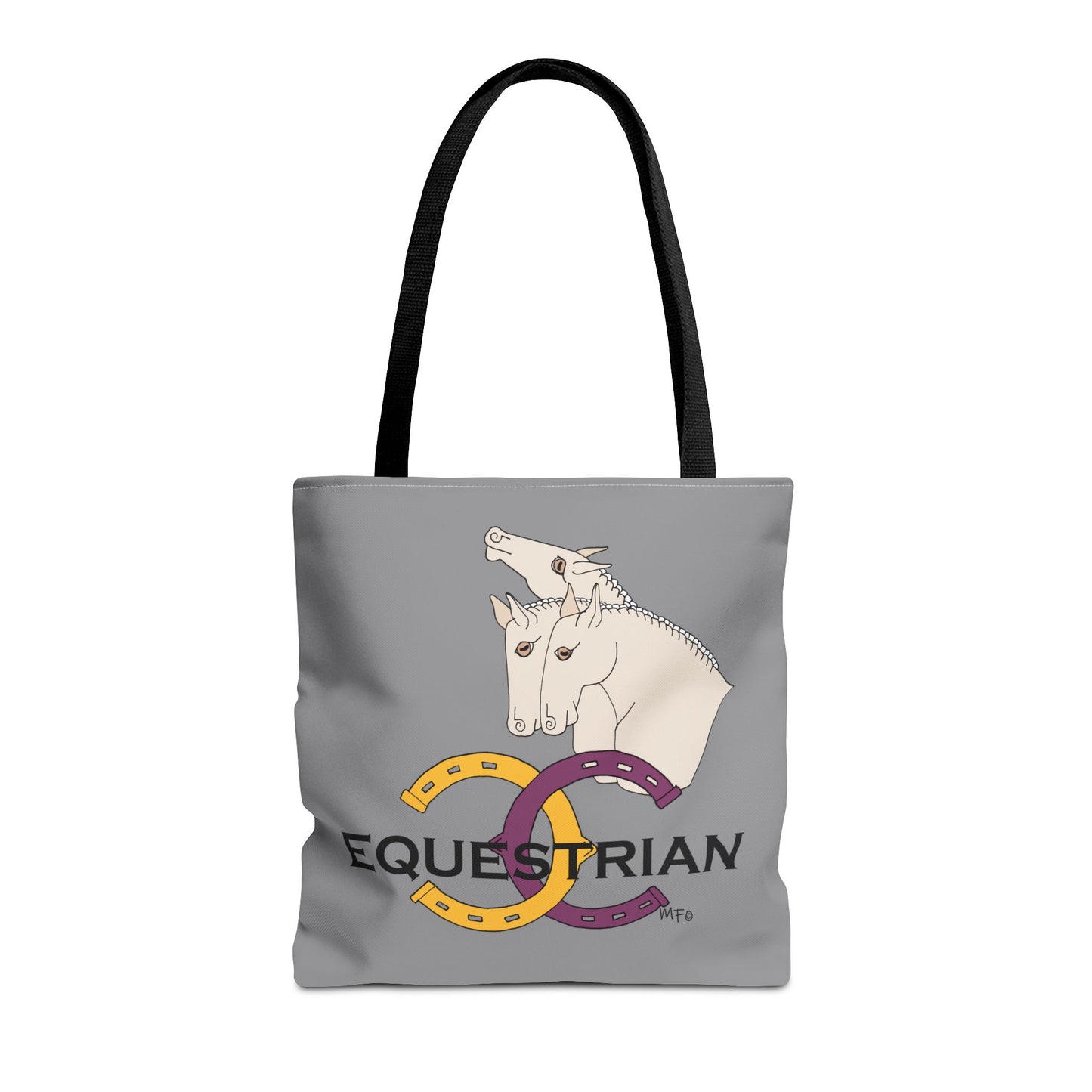 EQUESTRIAN CTS, Grey Tote Bag in 3 sizes and black or beige handles by artist Marie Frederique