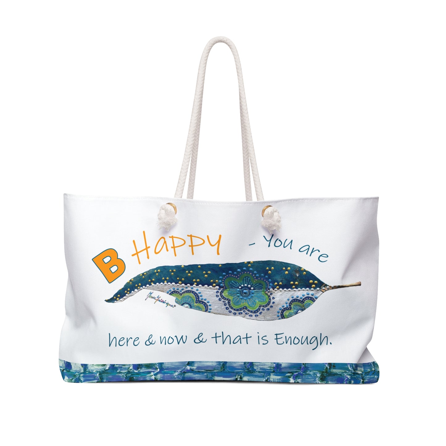 Weekender Bag, Happy Attitude Travel Carry-On by artist Marie Frederique