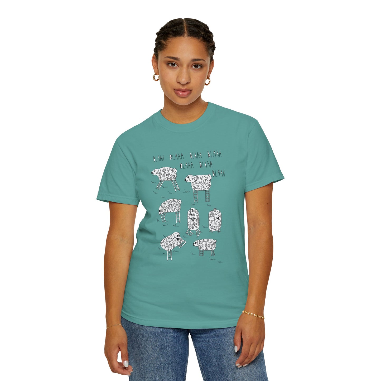 Blaaa Blaaa, Fun Sheep Unisex T-Shirt - Quiet Time Humor by artist Marie Frederique
