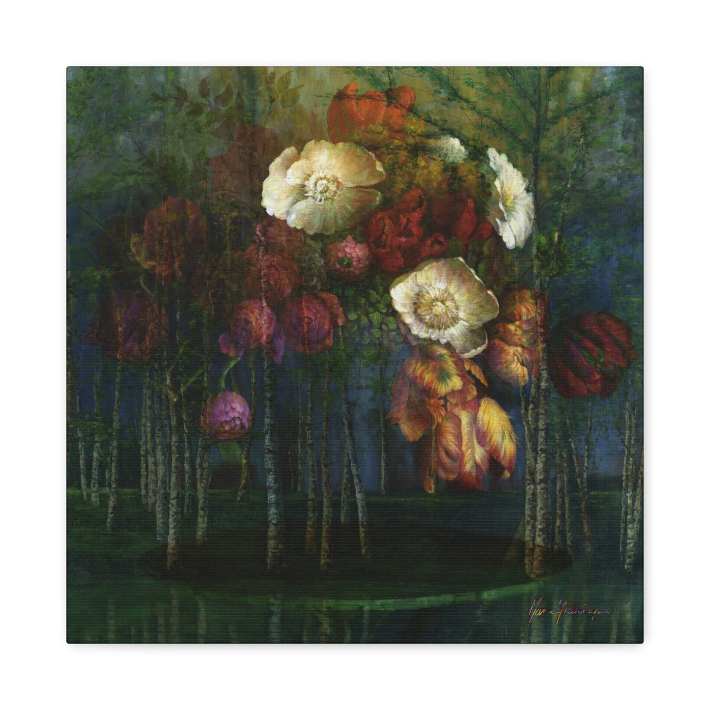 Floral, Suspended Garden Canvas Art Print by artist Marie Frederique
