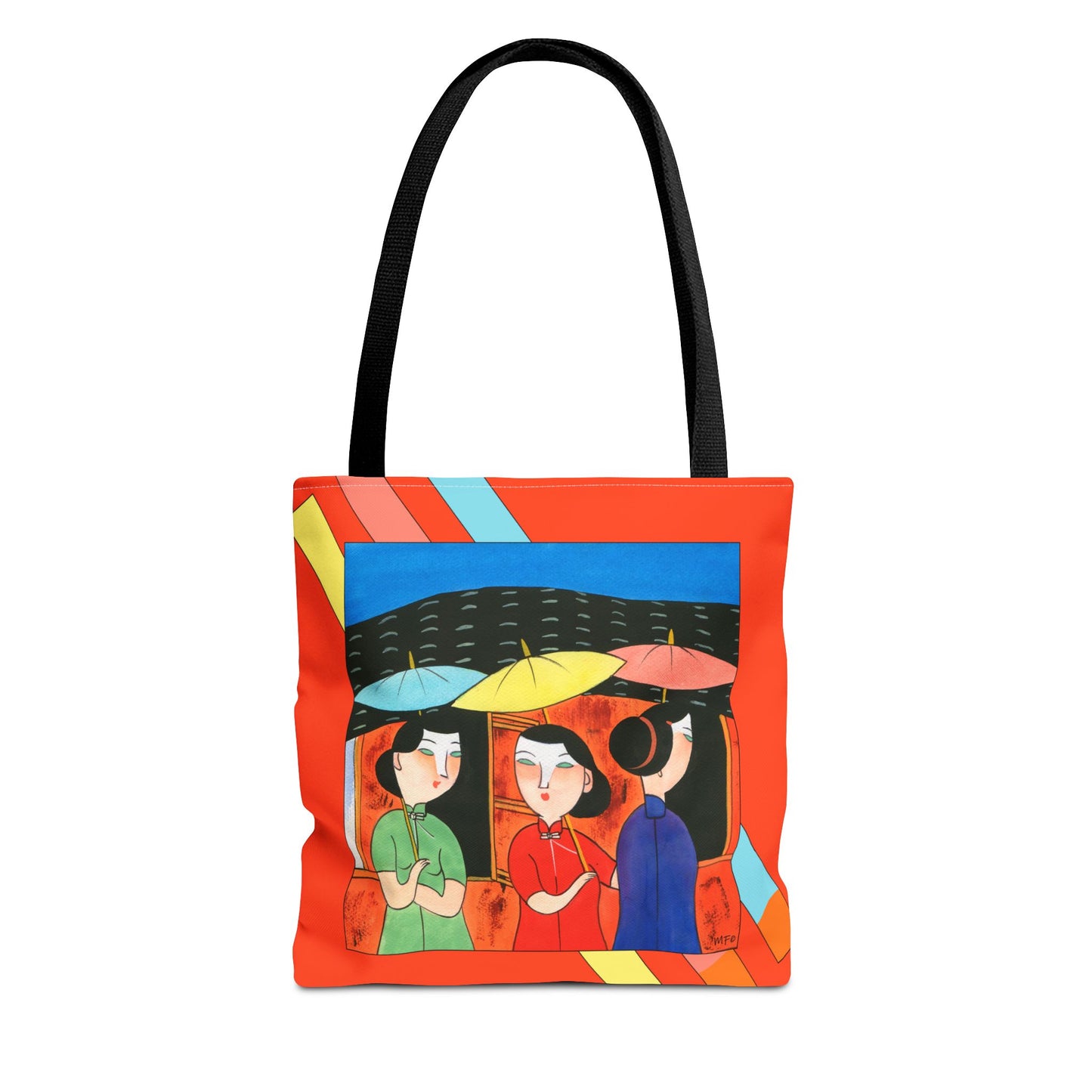 Vibrant Modern Art Tote Bag by artist Marie Frederique