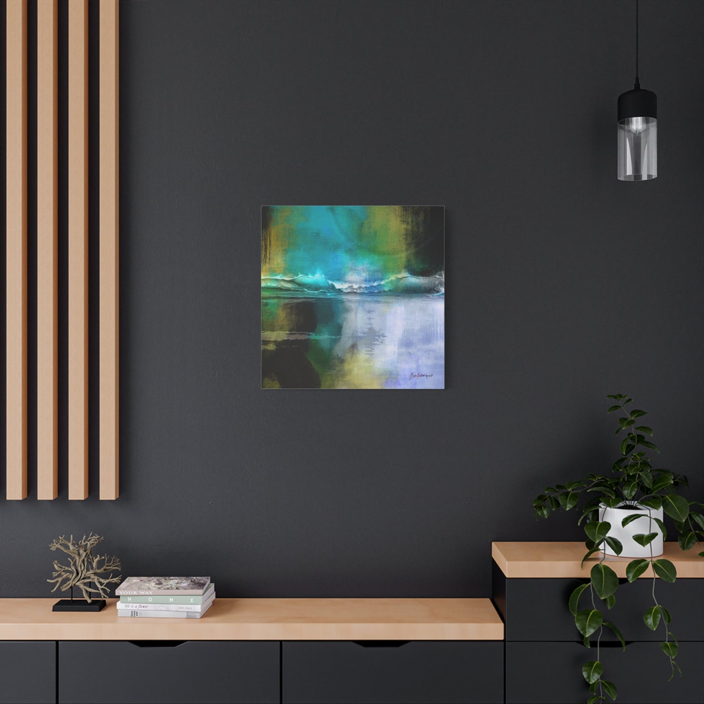 Full Moon Beach, Stretched Canvas Print by artist Marie Frederique