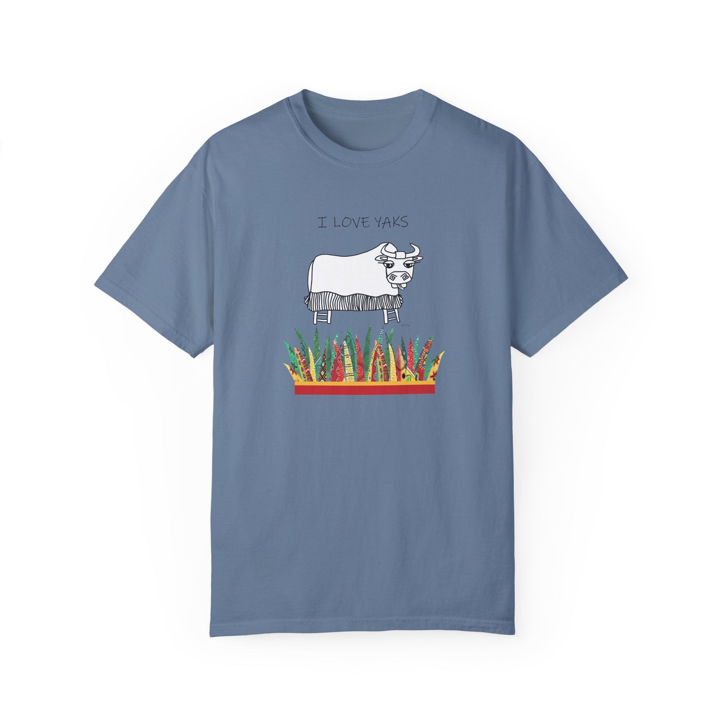 I love Yaks, Unisex Garment-Dyed T-shirt by artist Marie Frederique