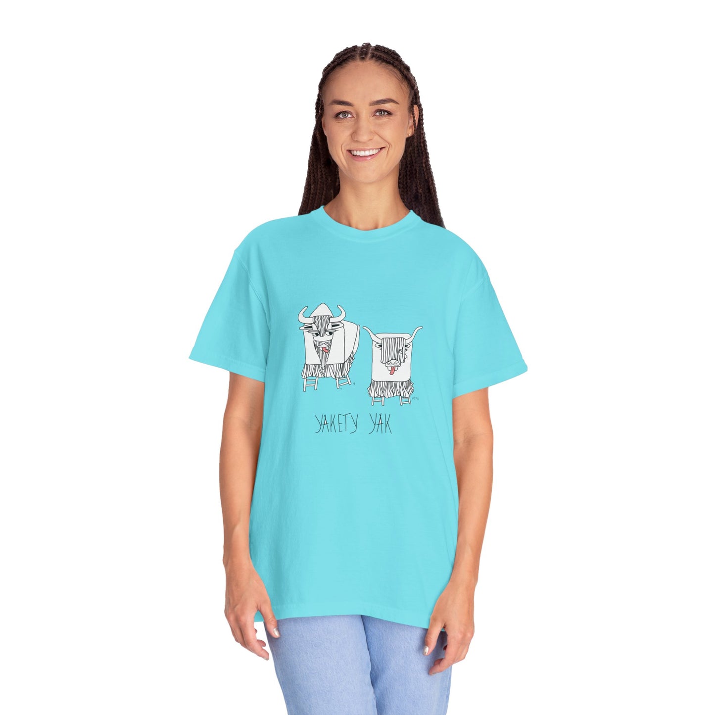 Whimsical Yak Art T-shirt by artist Marie Frederique Fun Graphic Tee, Unique Gift Idea, Animal Lover Shirt, Casual Wear, Farmhouse Style
