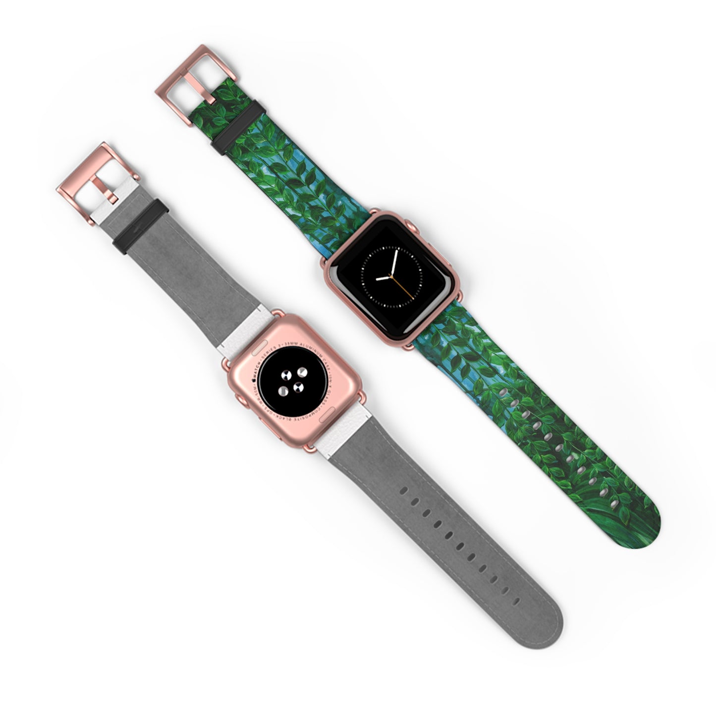 Blue Planet Series, Jungle leaves faux leather Watch Band by artist Marie Frederique