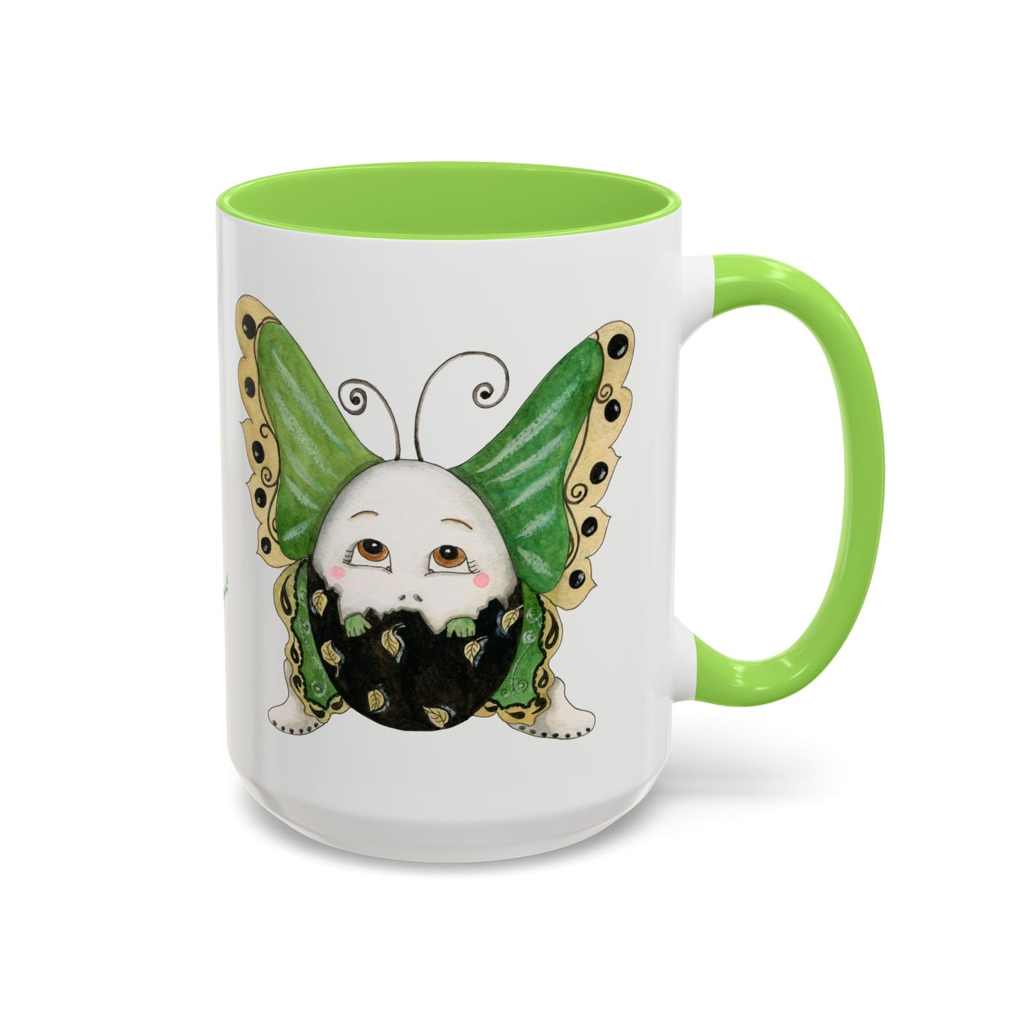 Whimsical Egg Butterfly 2 "Fly, baby fly", Colorful Mug by Artist Marie Frederique