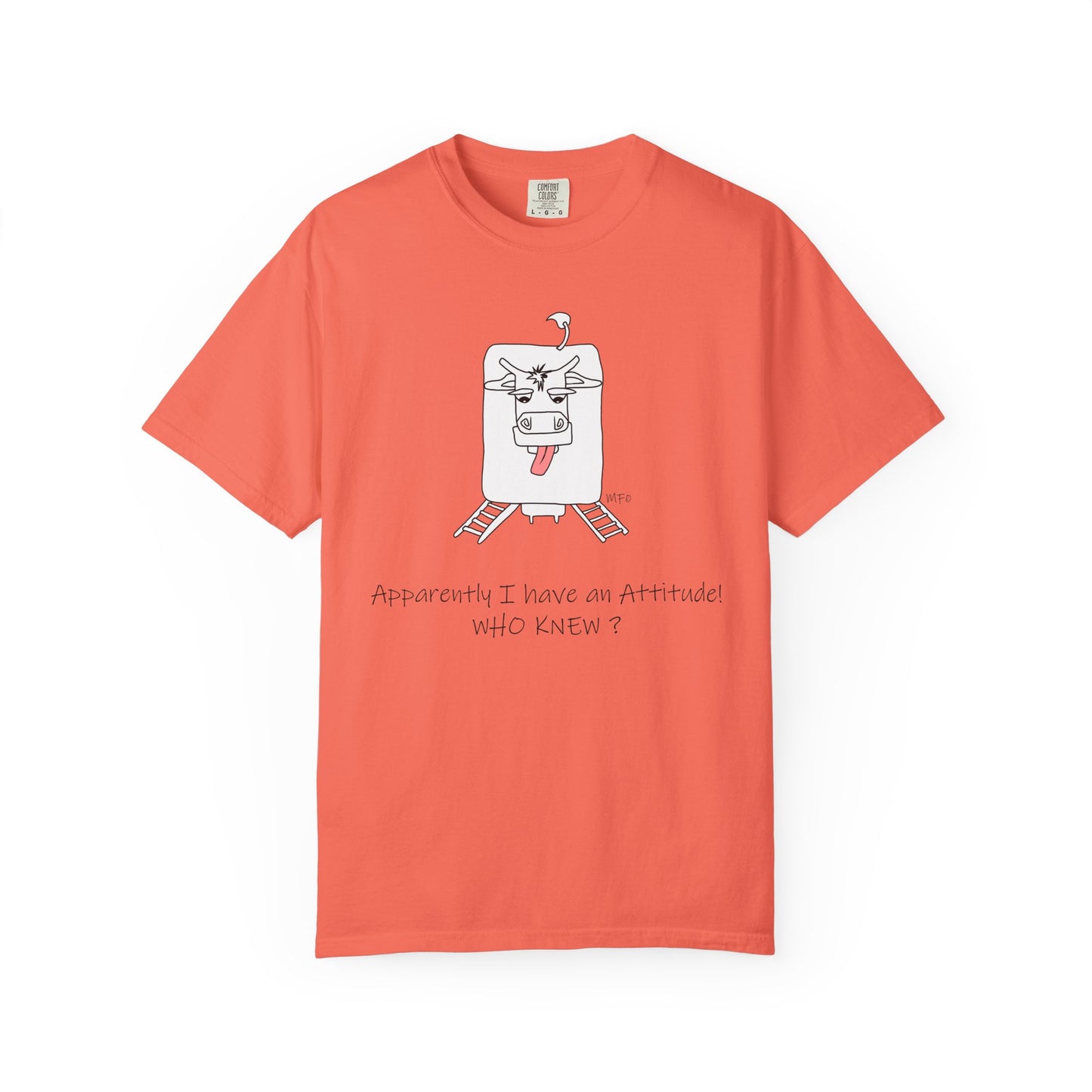 Funny Cow Unisex T-shirt - Apparently, I have an attitude, WHO KNEW by artist Marie Frederique