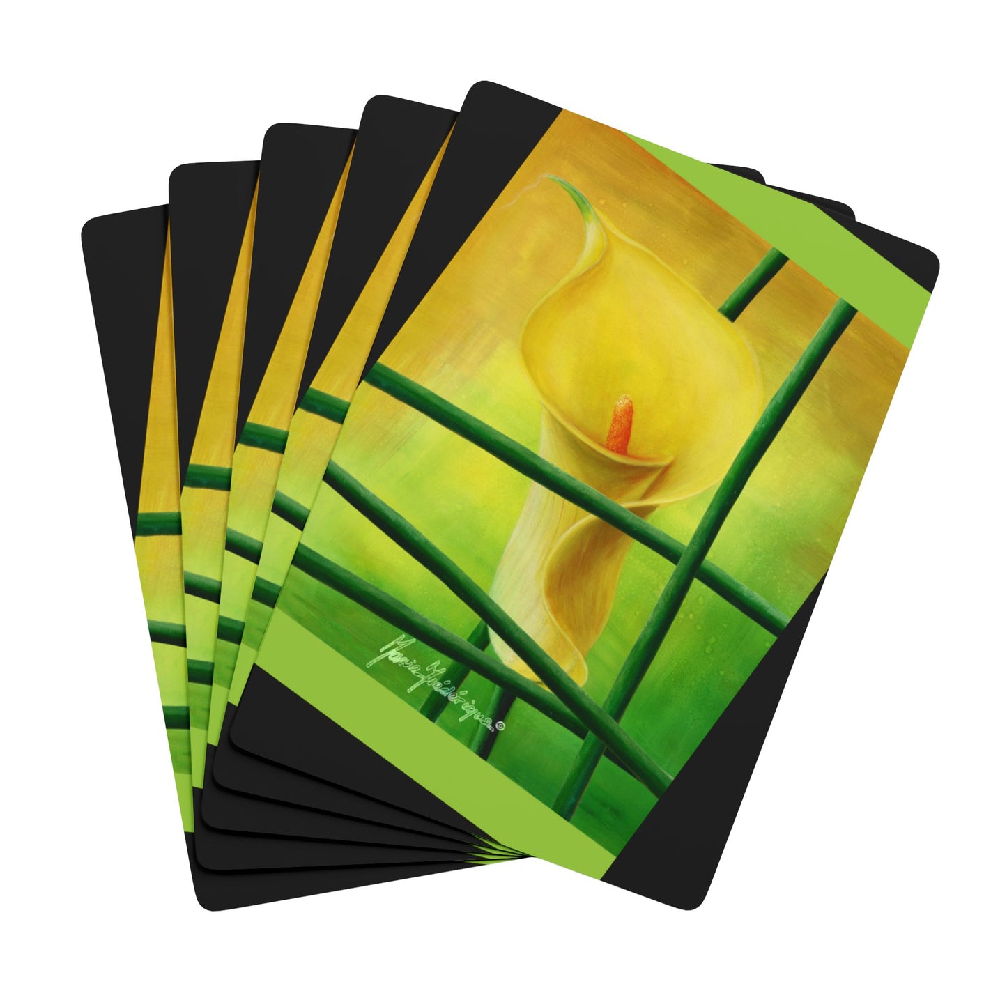 Arum Lily Yellow, Artistic Poker Playing Cards - Unique Card Deck for Game Nights by artist Marie Frederique