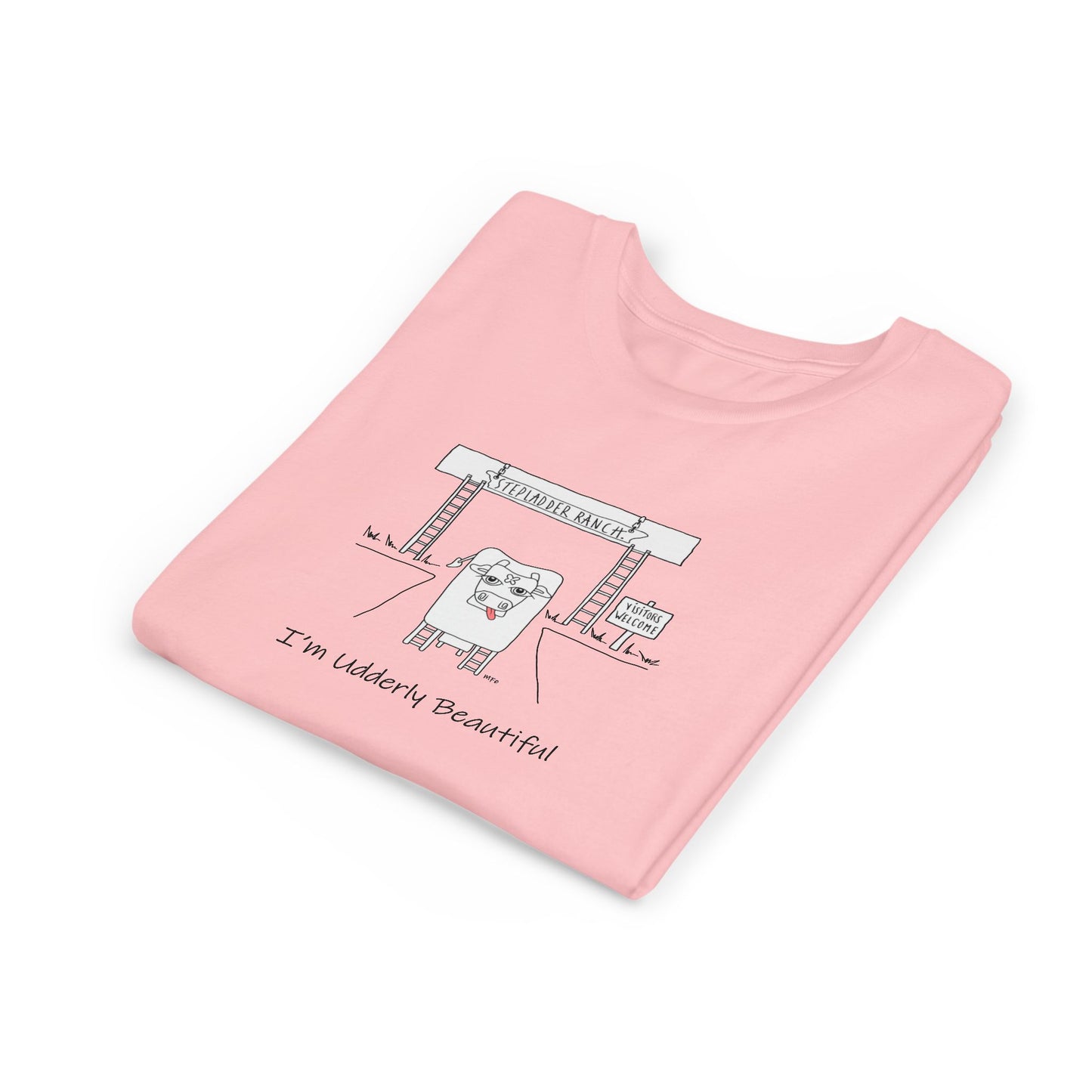 Cute Youth Tee - "I'm Udderly Beautiful" Cow Design - Perfect for Kids