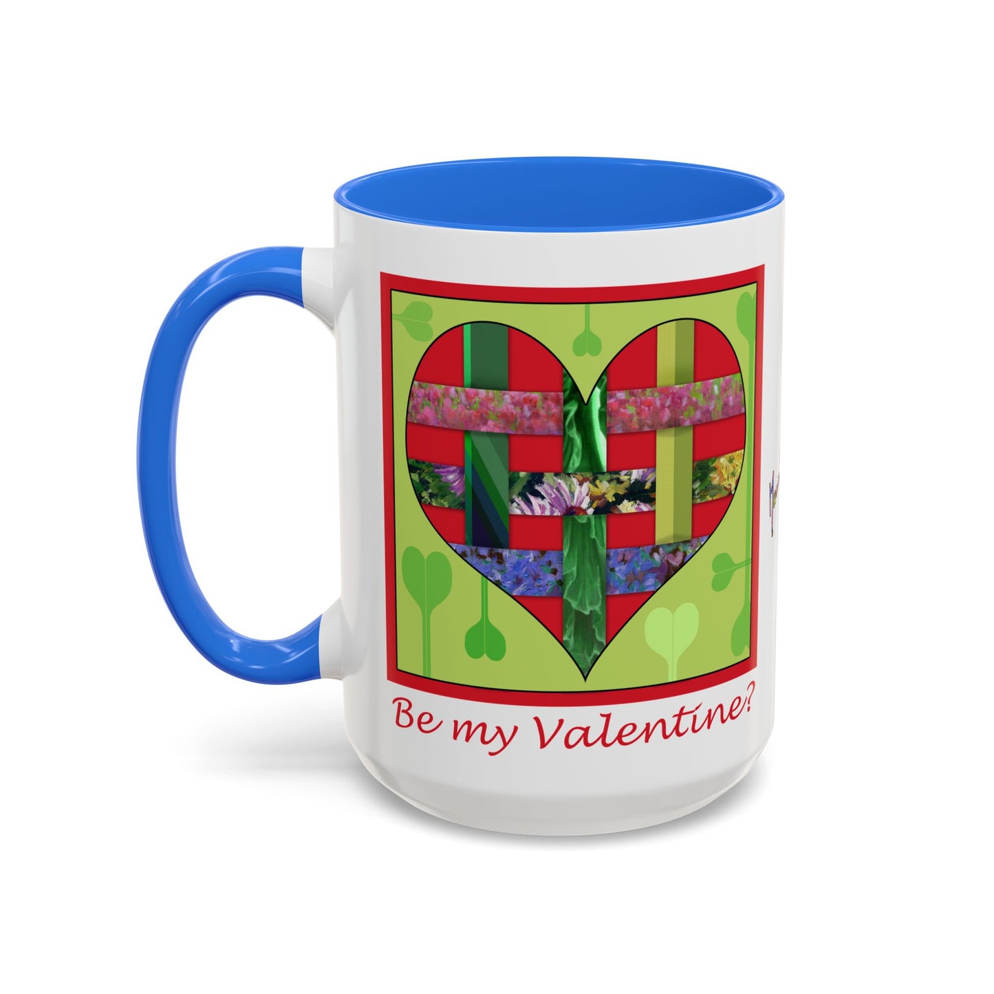 Valentine Red Multicolored Ribbon Heart - 11oz & 15oz Colorful Mug Gift by artist Marie Frederique