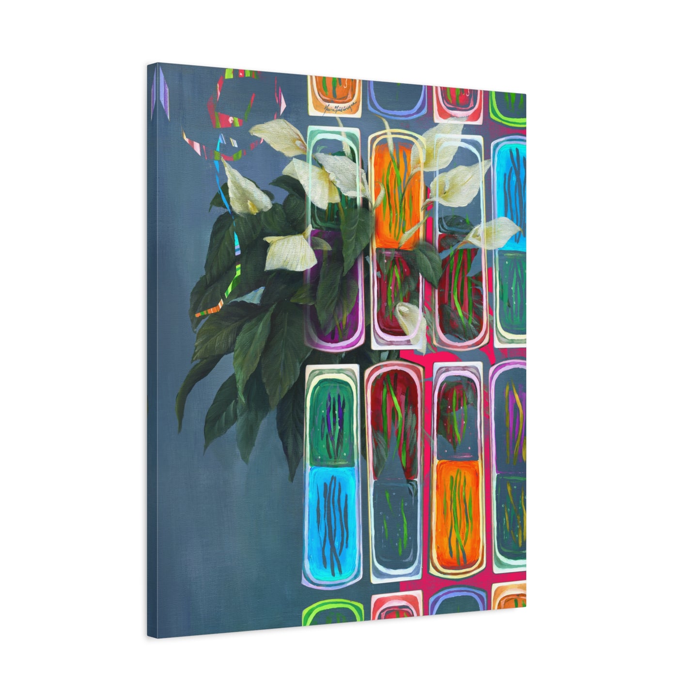 Abstract Lilies, Floral Canvas by artist Marie Frederique