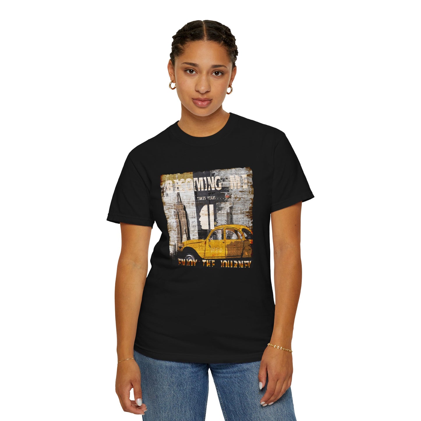 Becoming me, Vintage Soul Travel T-Shirt - Enjoy your journey by artist Marie Frederique