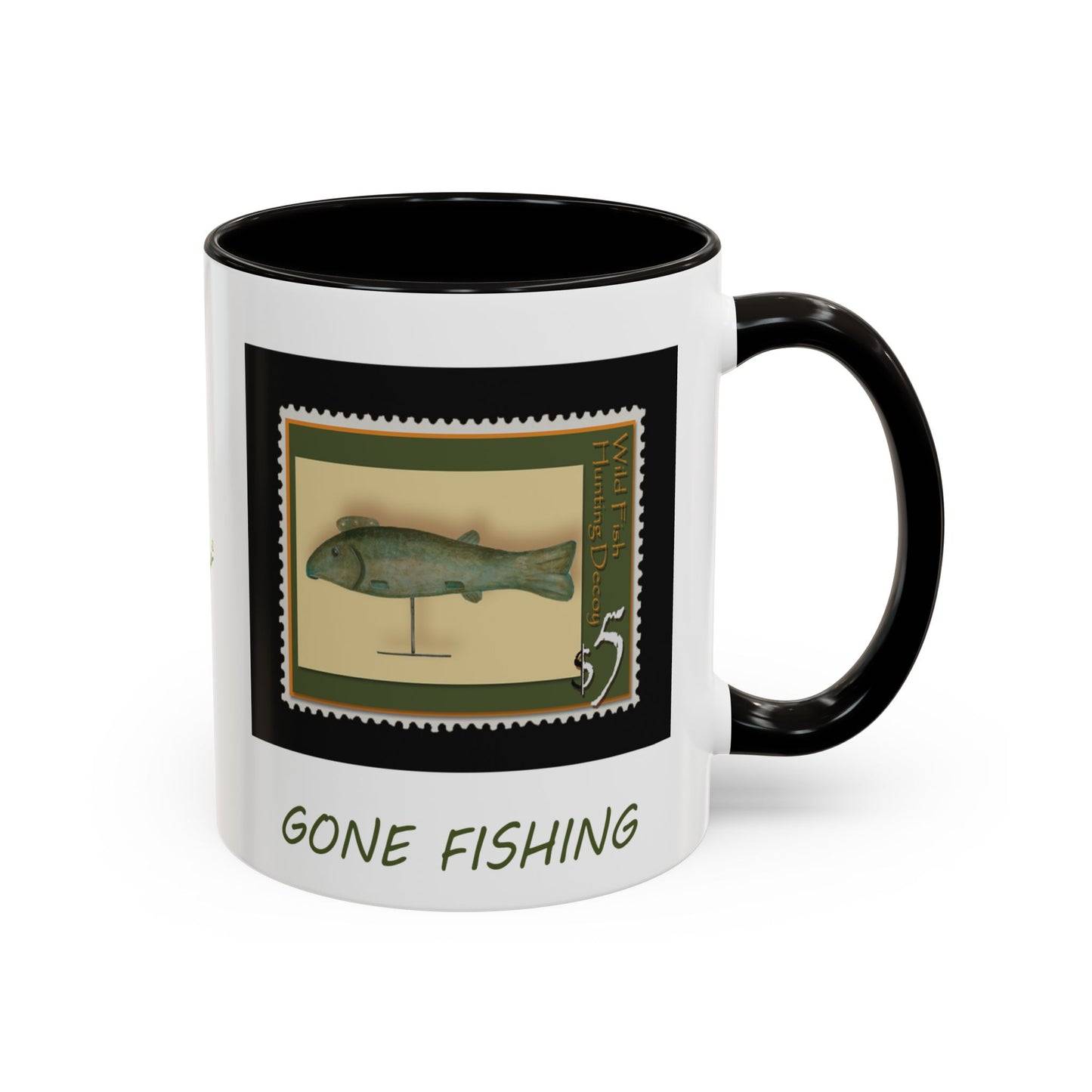Decoy Fish Mug Art Print Stamp - Hunting Lodge Decor by artist Marie Frederique