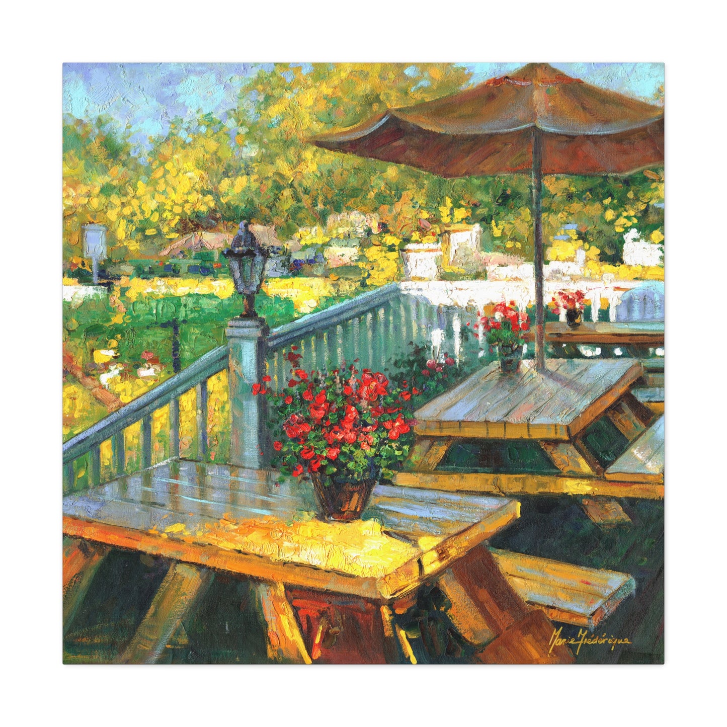 Vibrant Patio Canvas Wall Art by artist Marie Frederique