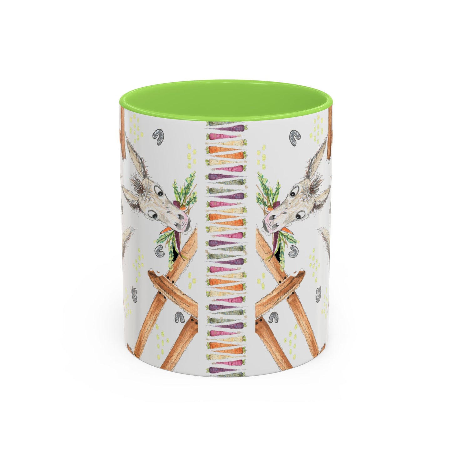 Rainbow Carrots and Donkeys - Colorful Mug by Artist Marie Frederique