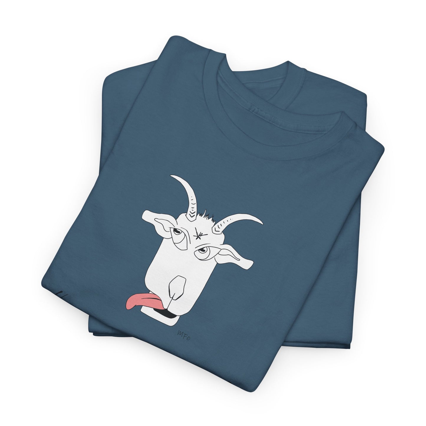 Funny Goat Tee - 'Hey Man, Got Any Grass?' Unisex Heavy Cotton T-Shirt by artist Marie Frederique