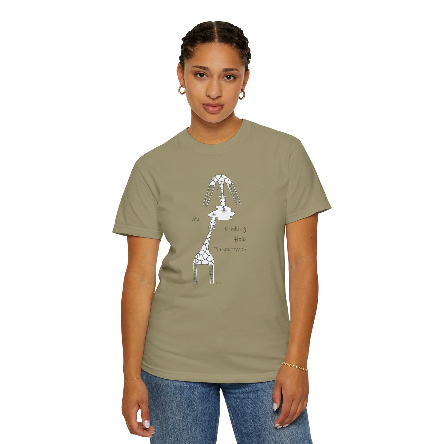 Giraffe T-shirt "My Drinking Hole Perspectives" - by artist Marie Frederique