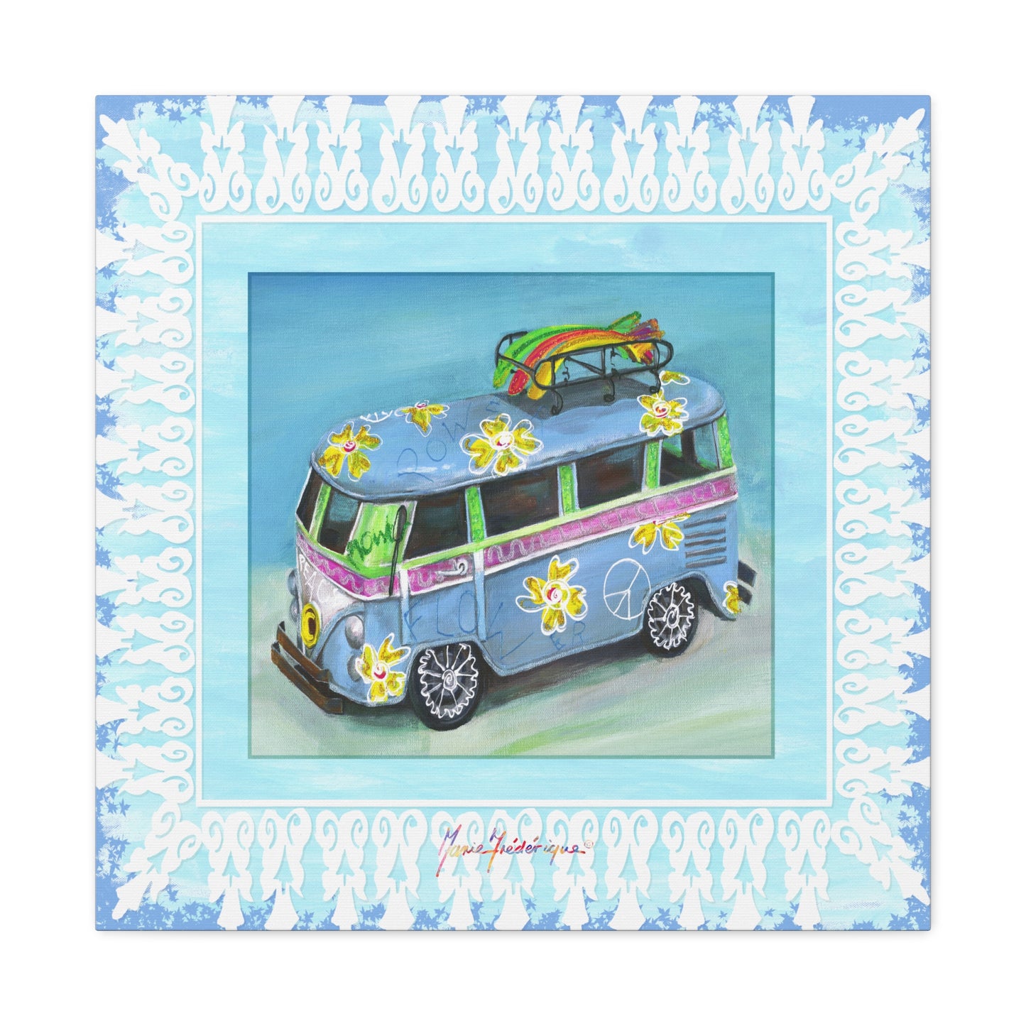 Flower Power Van, Canvas Print by artist Marie Frederique