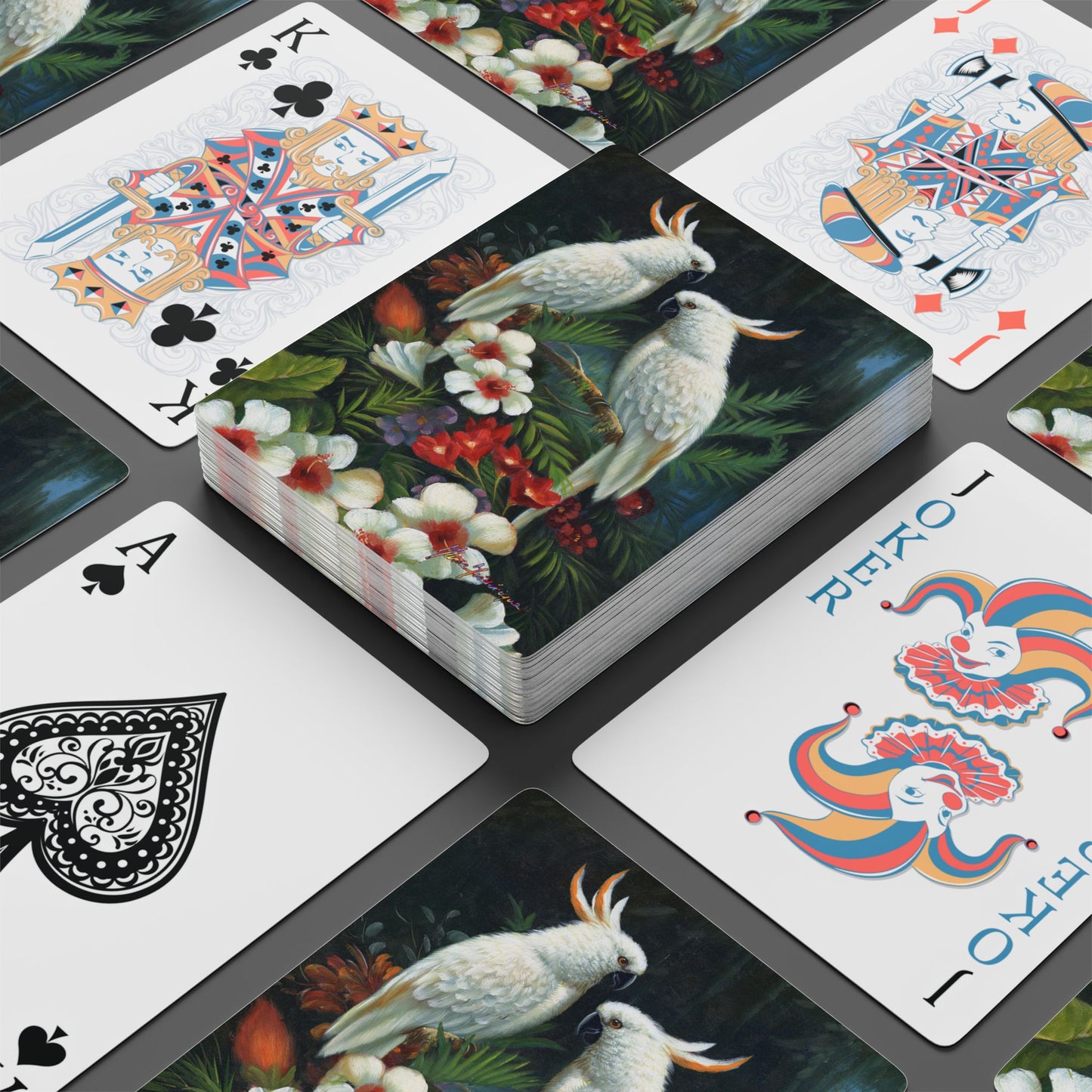 Elegant Cockateels Bridge/Poker Playing Cards Set - Perfect for Game Nights and Gatherings by artist Marie Frederique