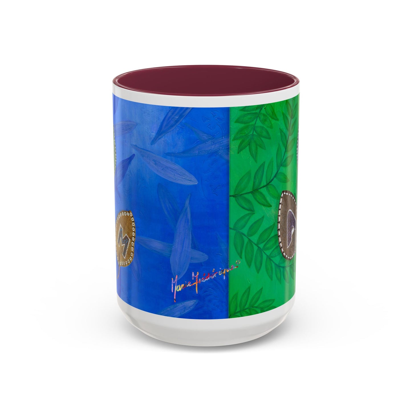 I AM - with painted Alphabet Leaves Mug by Artist Marie Frederique