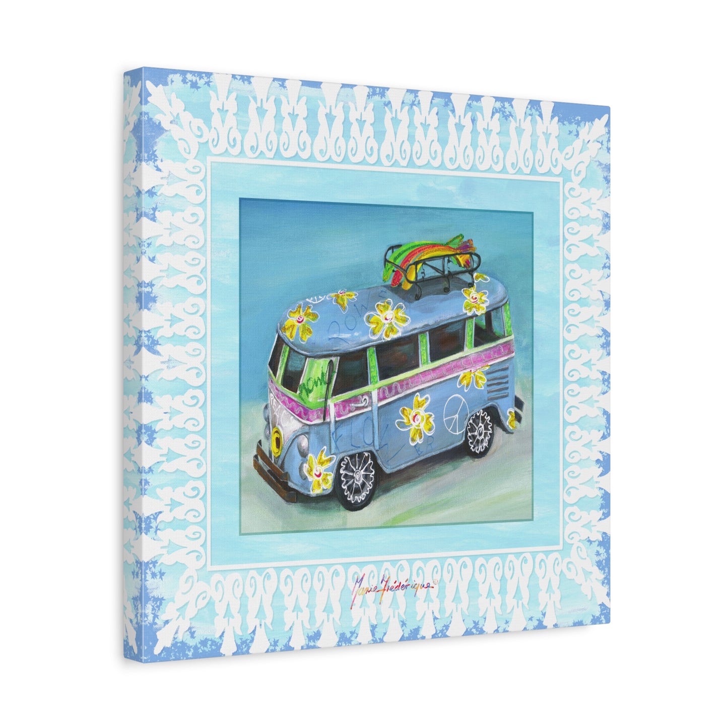 Flower Power Van, Canvas Print by artist Marie Frederique