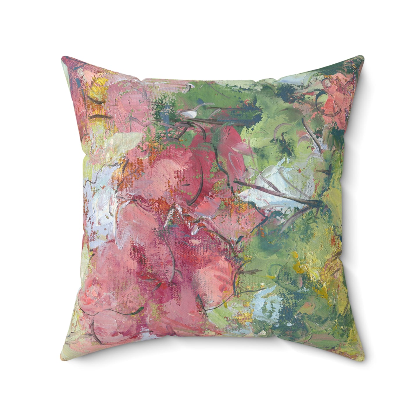Floral Abstract, Faux Suede Pillow by artist Marie Frederique